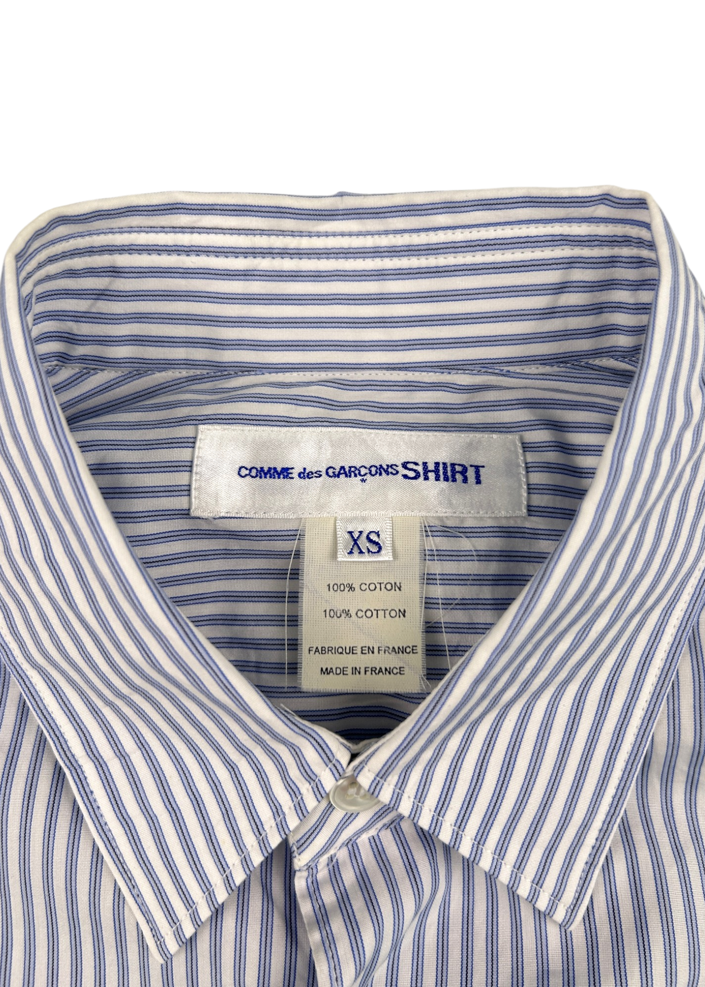 COMME DES GARCONS SHIRT (AS IS) Cotton Stripe Shirt W/ Jersey Piping