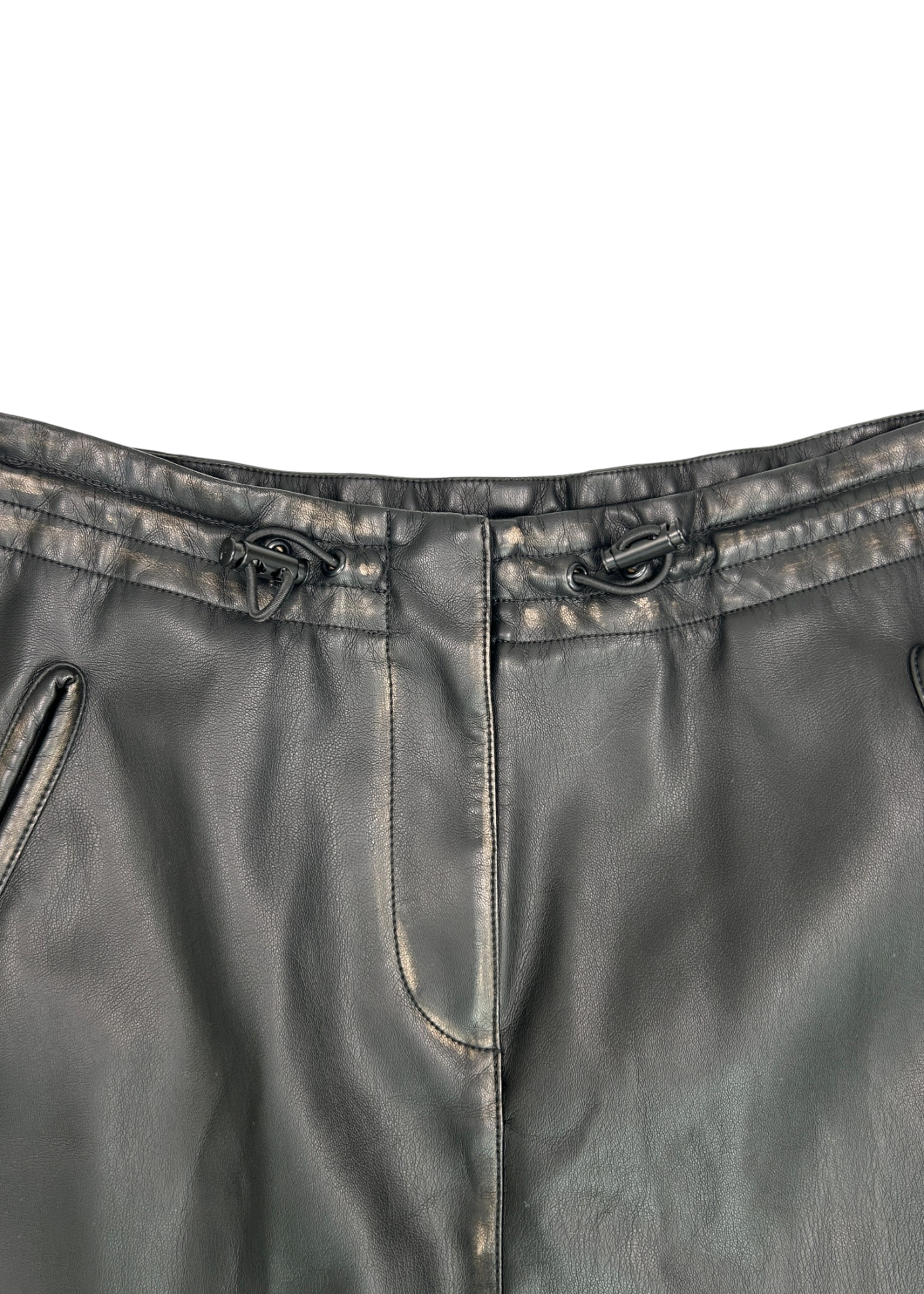 DIESEL 'O-Blivion' Black Distressed Pleather Midi Skirt