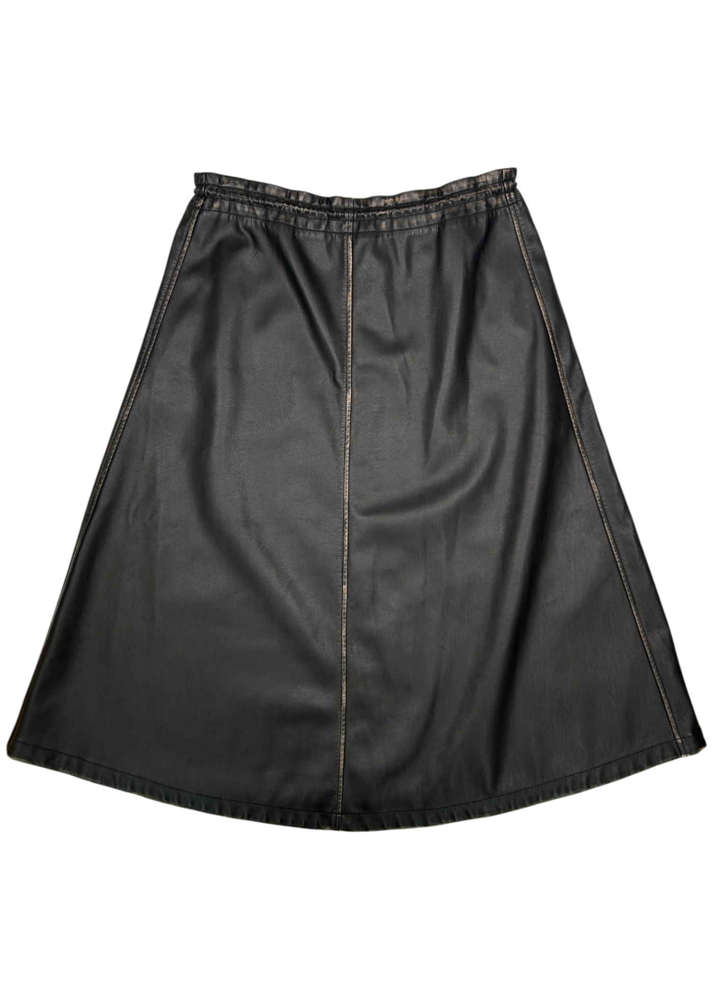 DIESEL 'O-Blivion' Black Distressed Pleather Midi Skirt