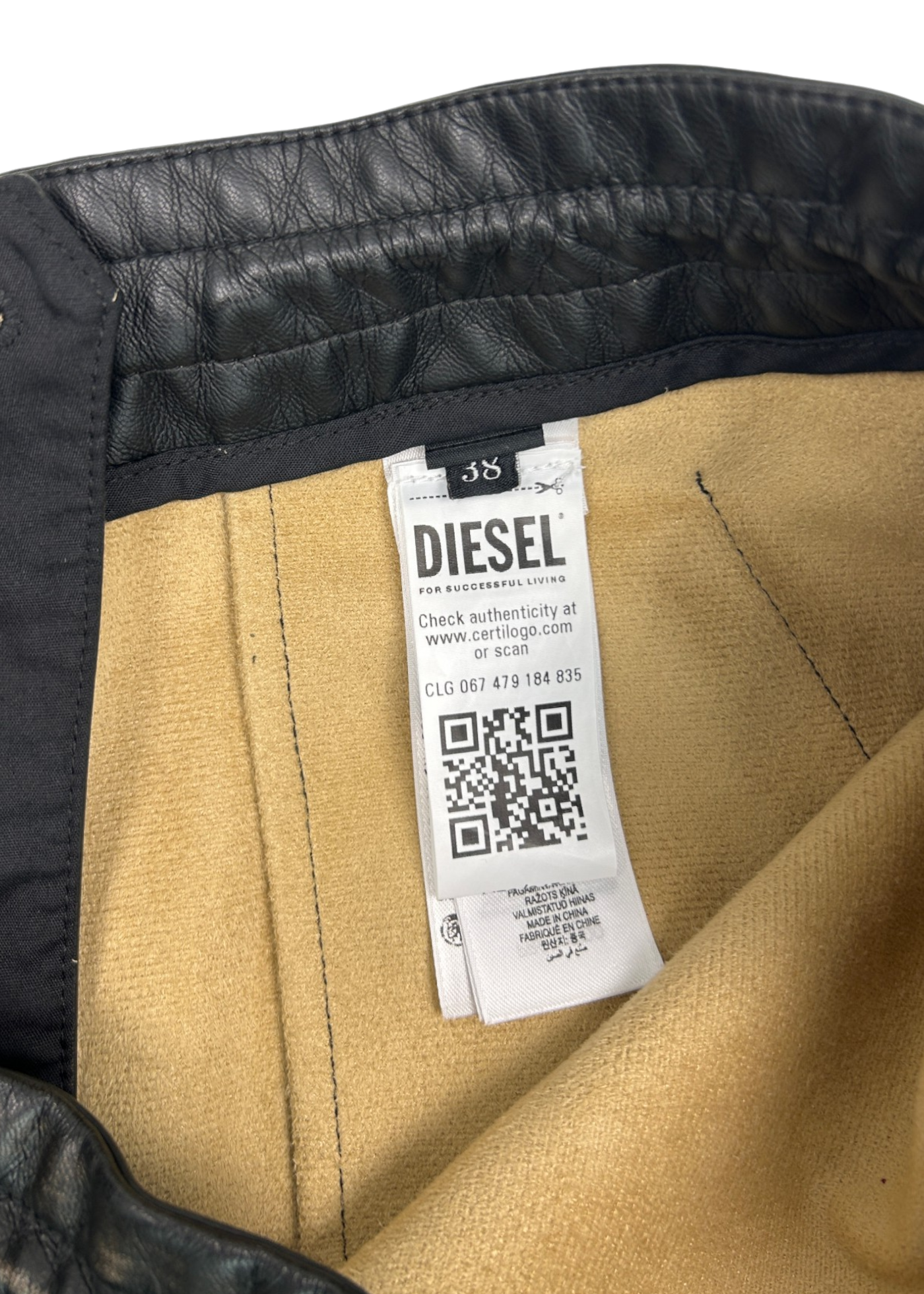 DIESEL 'O-Blivion' Black Distressed Pleather Midi Skirt