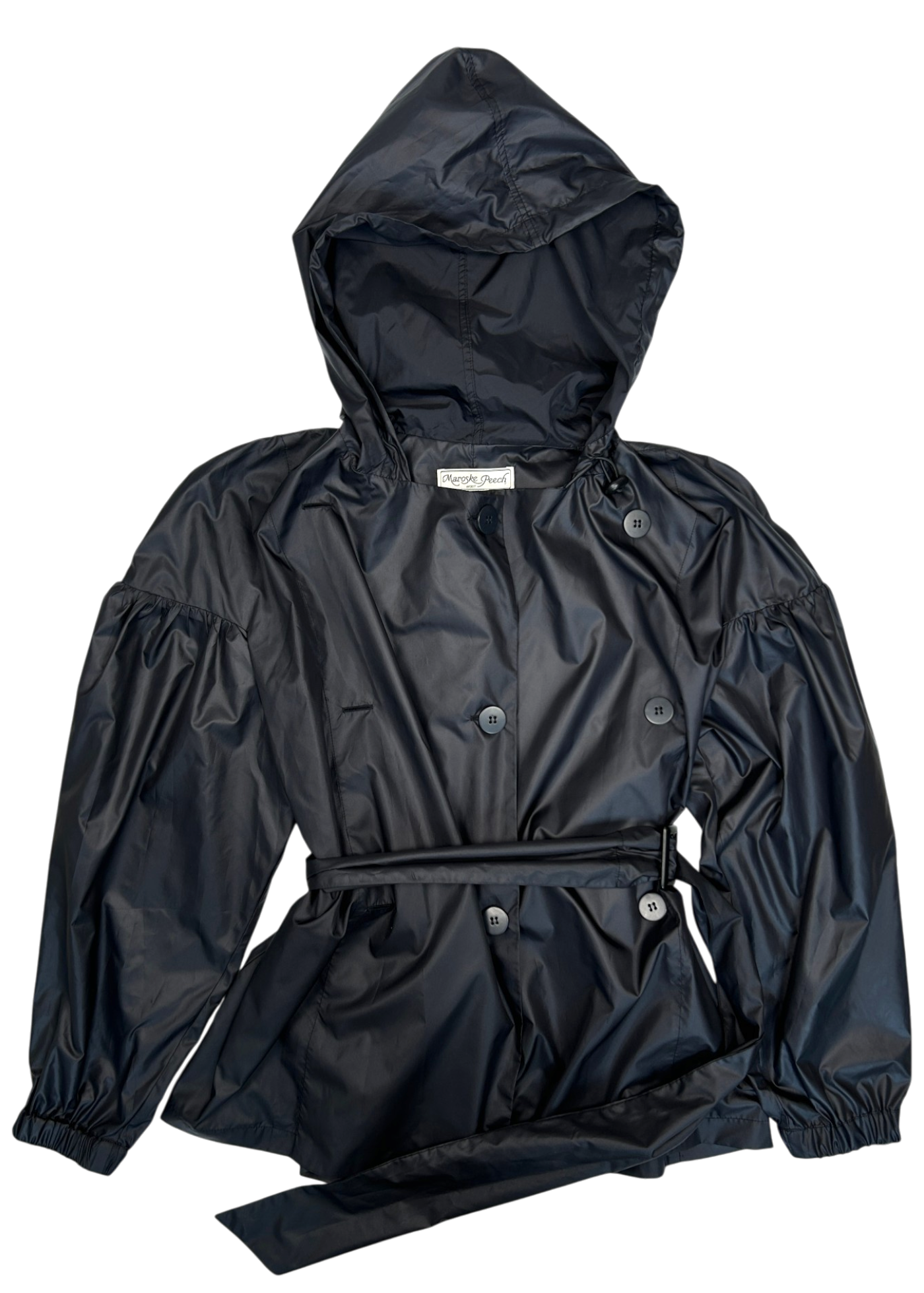 MAROSKE PEECH X CAFE FORGOT (NWT) 'Opera Belted Double Breasted' Jacket W/ Hood