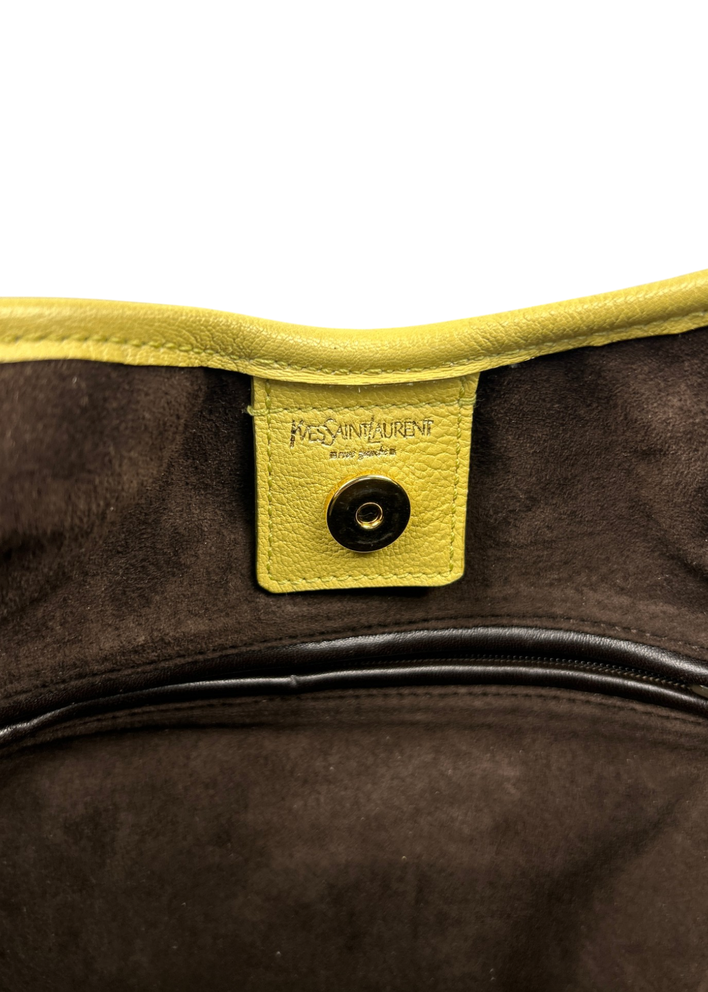 YVES SAINT LAURENT VINTAGE 'Saint Tropez' Lemon Yellow Leather Ruffle Hobo Bag