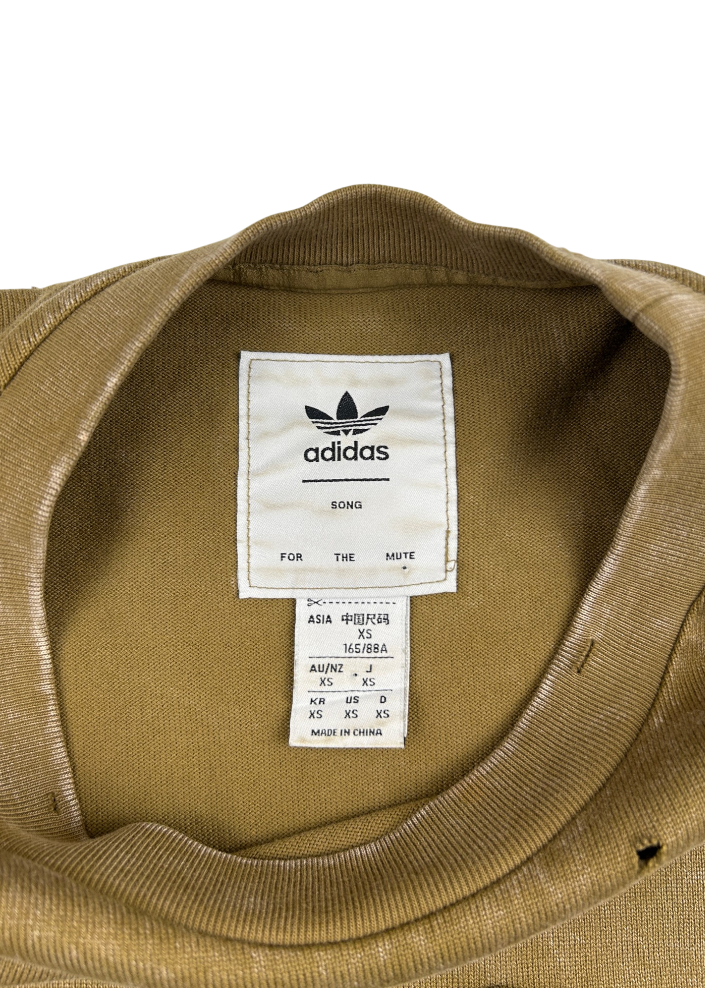 ADIDAS X SONG FOR THE MUTE 'Earth Wash' Applique Logo Distressed Tee