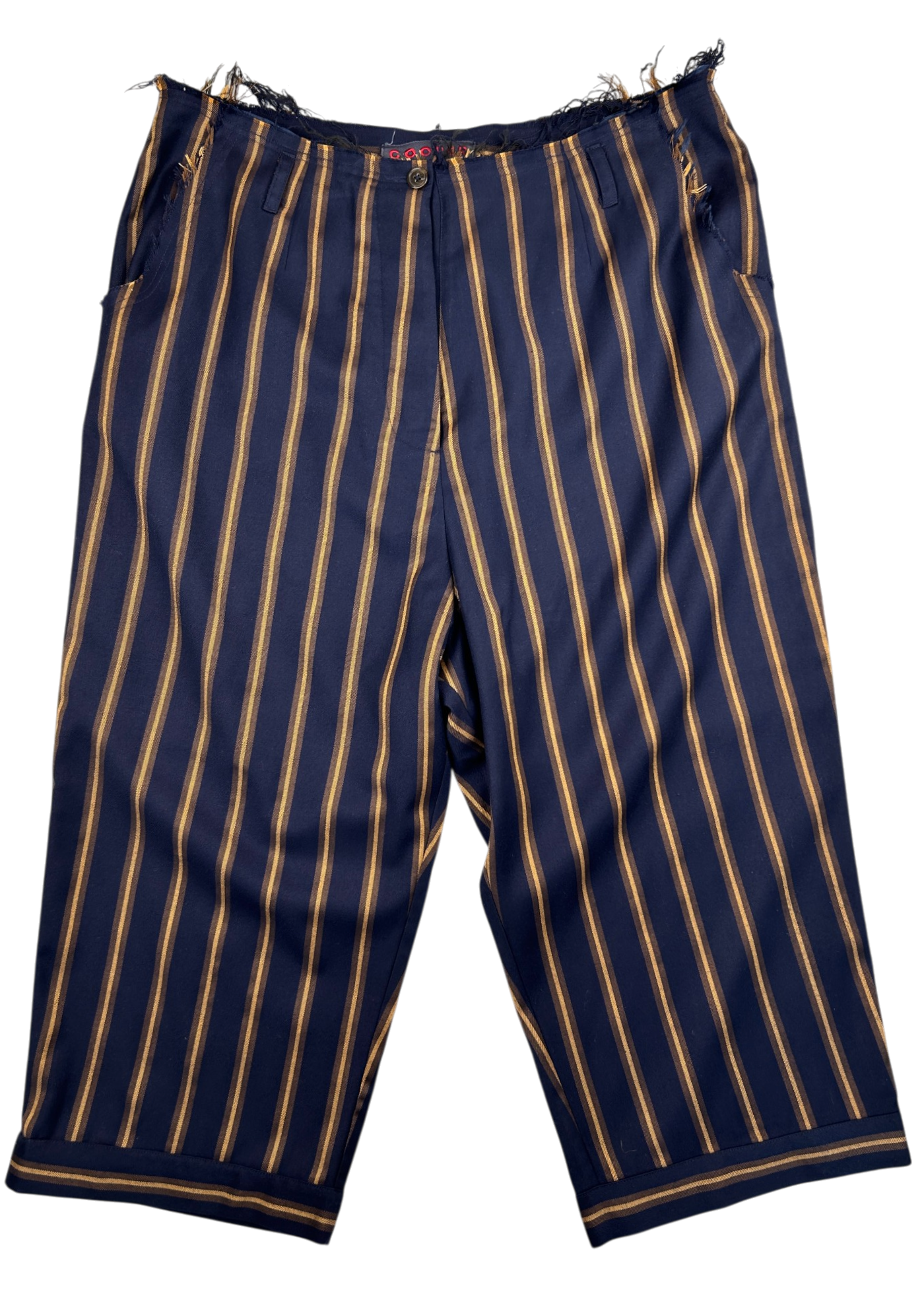 COOPER Navy/Brown Stripe Raw Waist Pants