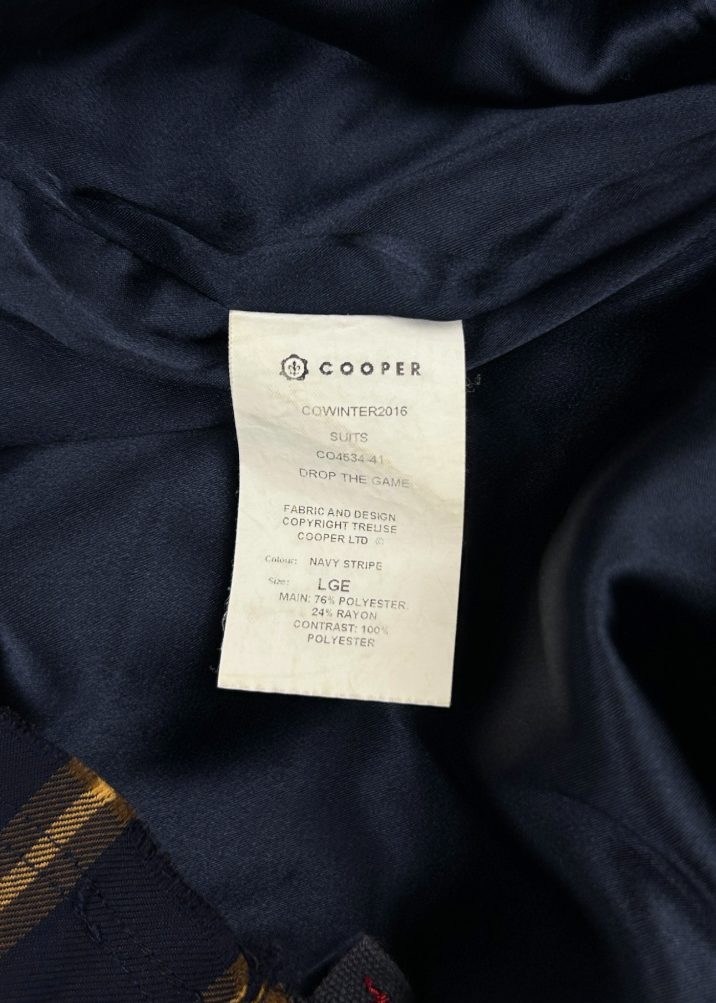 COOPER Navy/Brown Stripe Raw Waist Pants