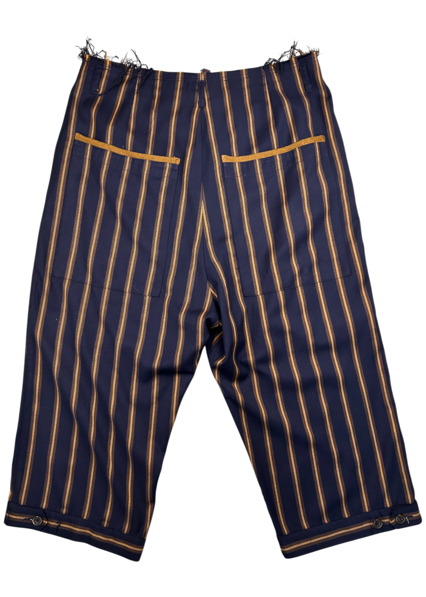 COOPER Navy/Brown Stripe Raw Waist Pants