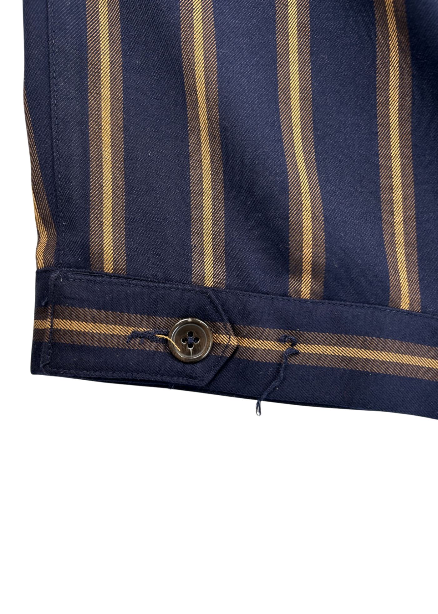 COOPER Navy/Brown Stripe Raw Waist Pants
