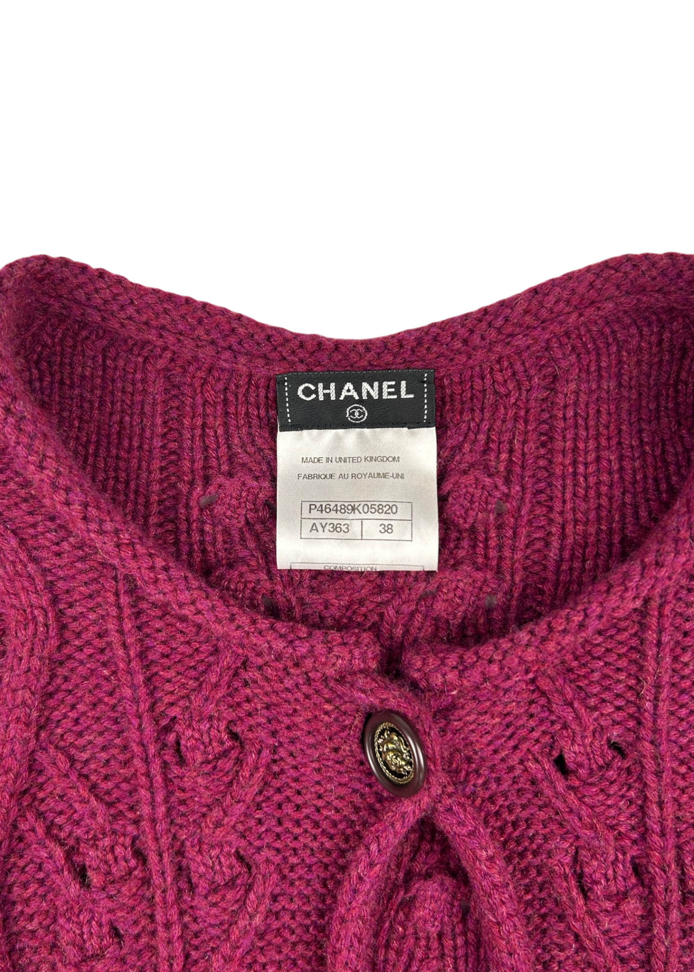 CHANEL Metiers D'Art 2013 (Look 32) Burgundy Cashmere Cable Knit Cardigan