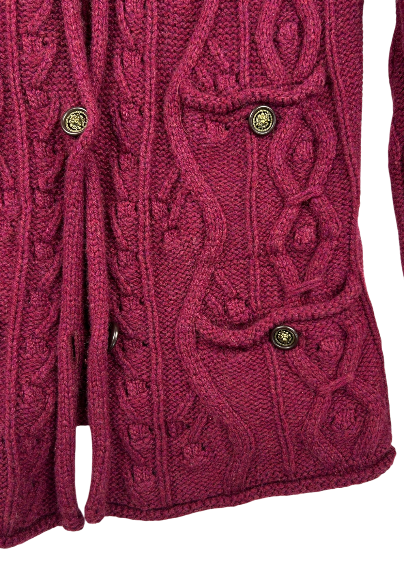 CHANEL Metiers D'Art 2013 (Look 32) Burgundy Cashmere Cable Knit Cardigan