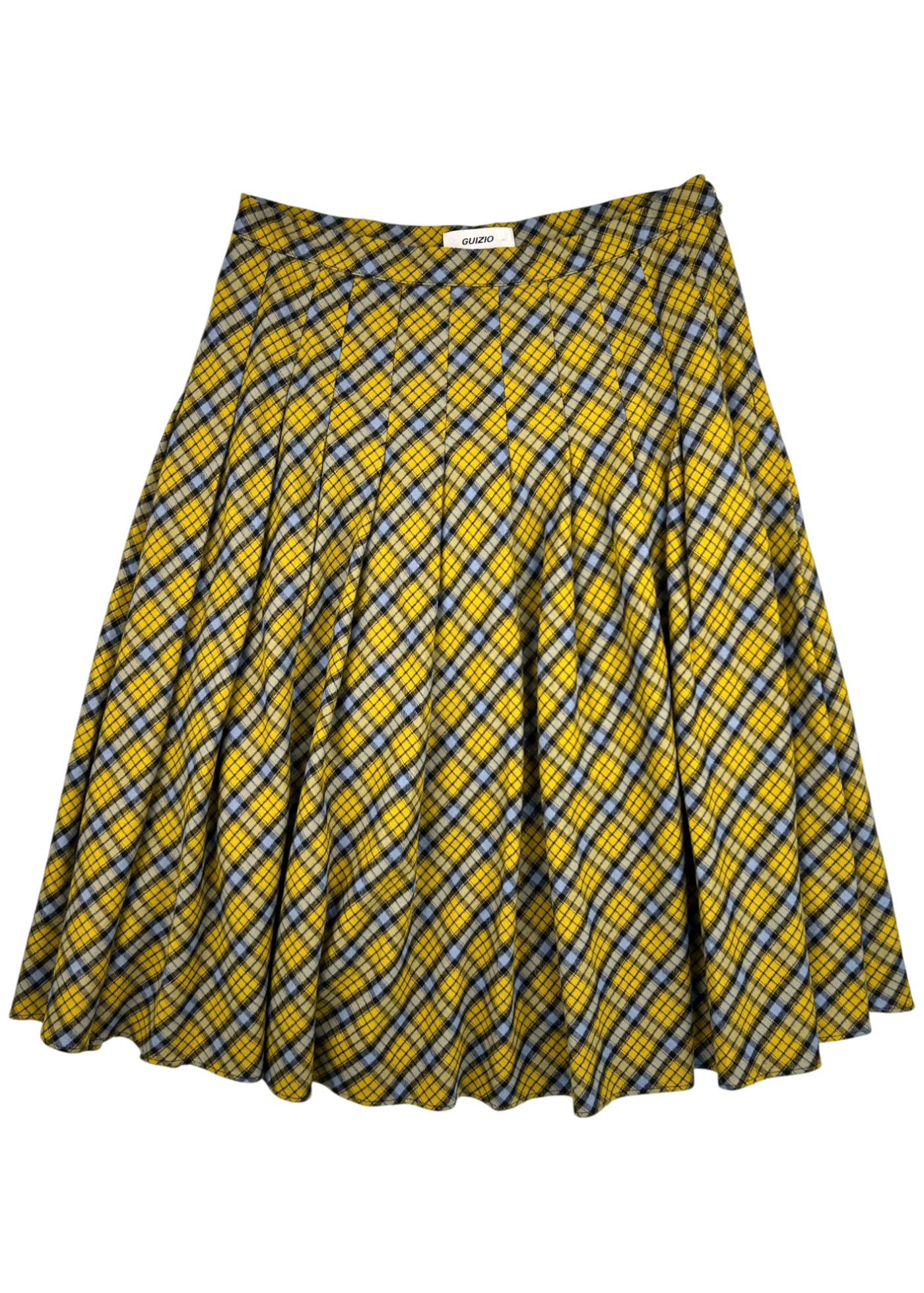 GUIZIO 'Gibson' Plaid Cotton Flannel Pleat Midi Skirt