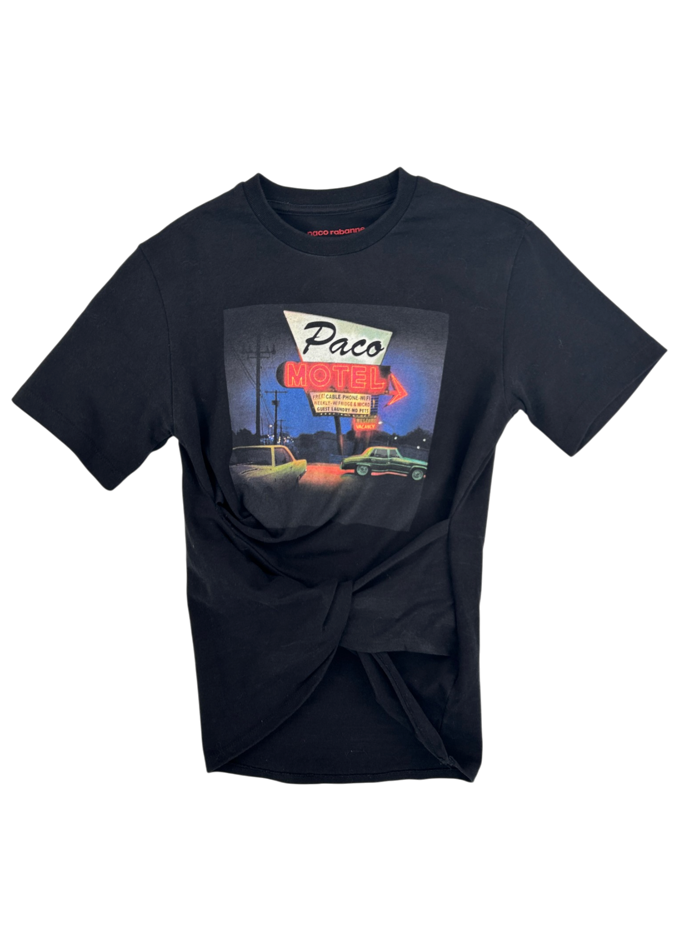 PACO RABANNE (AS IS) Paco Motel Graphic Twisted Tee