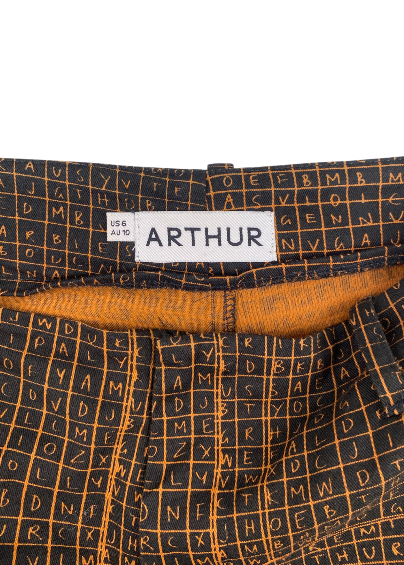 ARTHUR APPAREL Black/Orange Find-A-Word Grid Print Pants