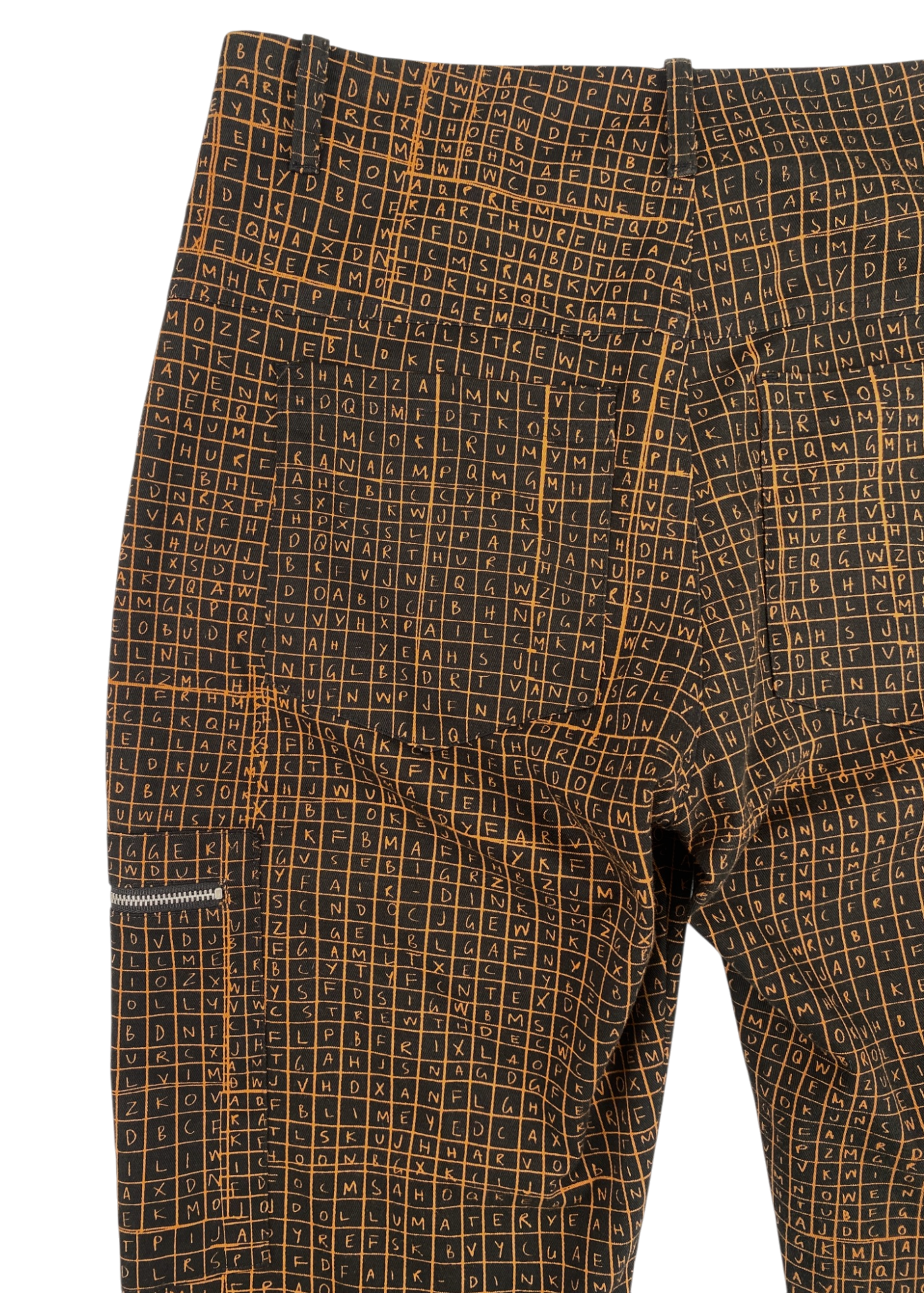 ARTHUR APPAREL Black/Orange Find-A-Word Grid Print Pants