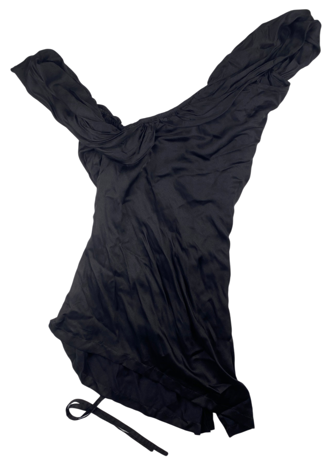 ANN DEMEULEMEESTER Silk Draped Asymmetrical Off Shoulder Top