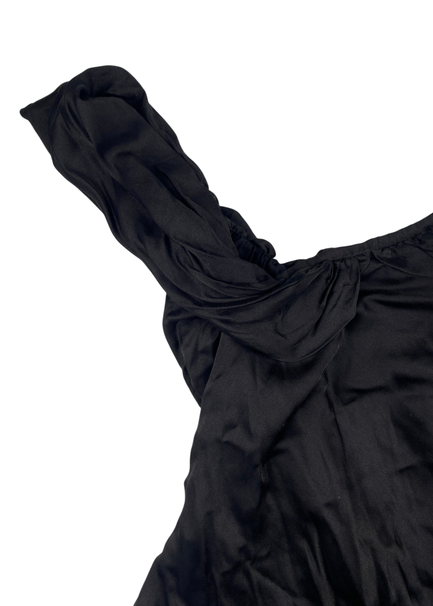 ANN DEMEULEMEESTER Silk Draped Asymmetrical Off Shoulder Top