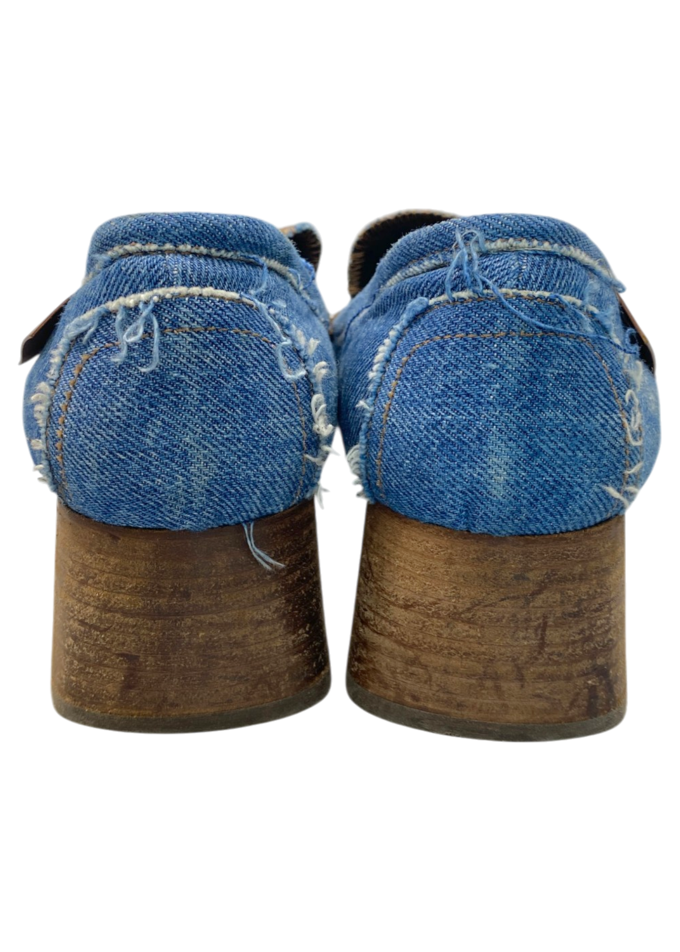 ACNE STUDIOS Light Wash Denim Block Heel Loafers