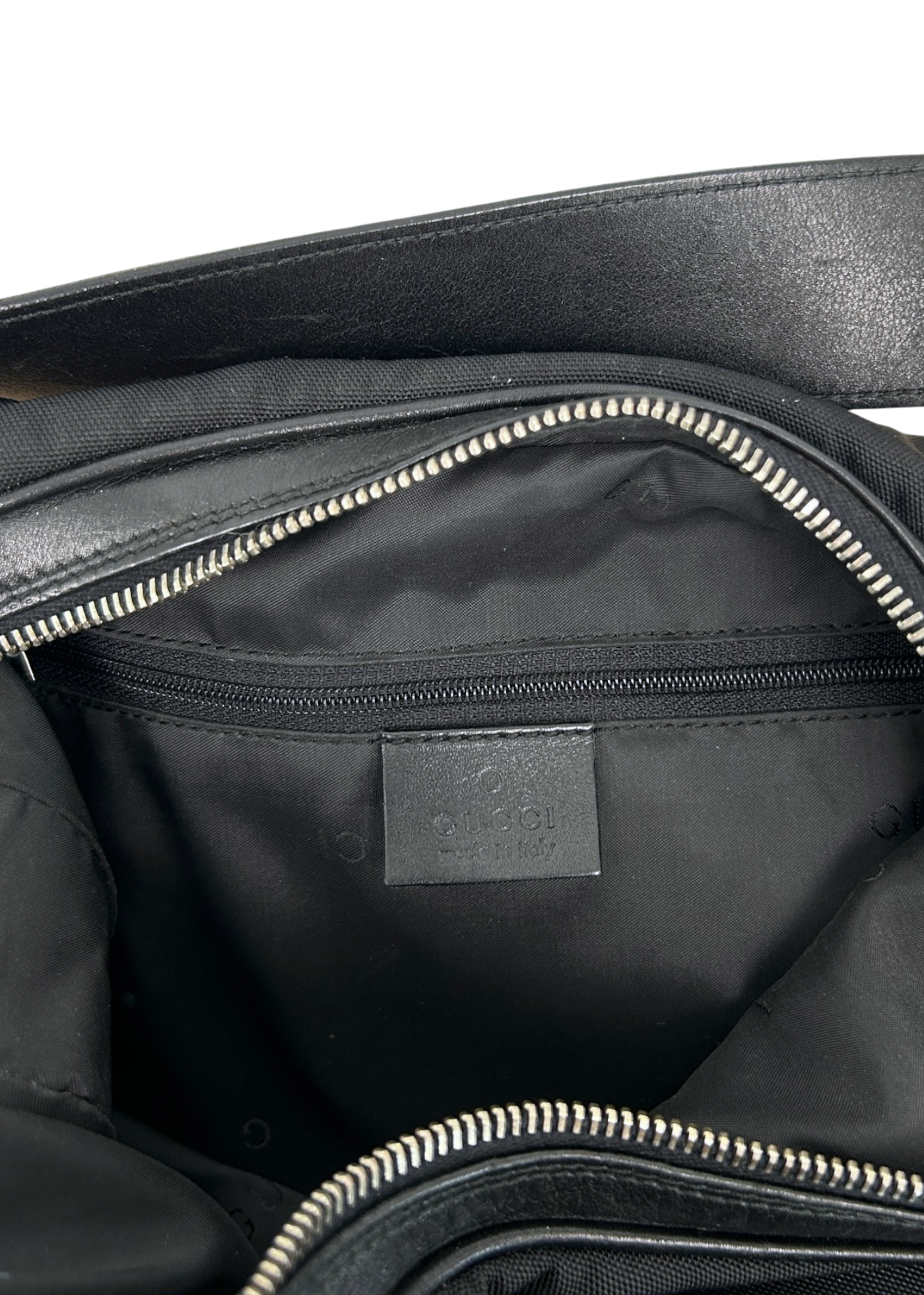 GUCCI (AS IS) Nylon/Leather Attache G Clasp Hobo Bag