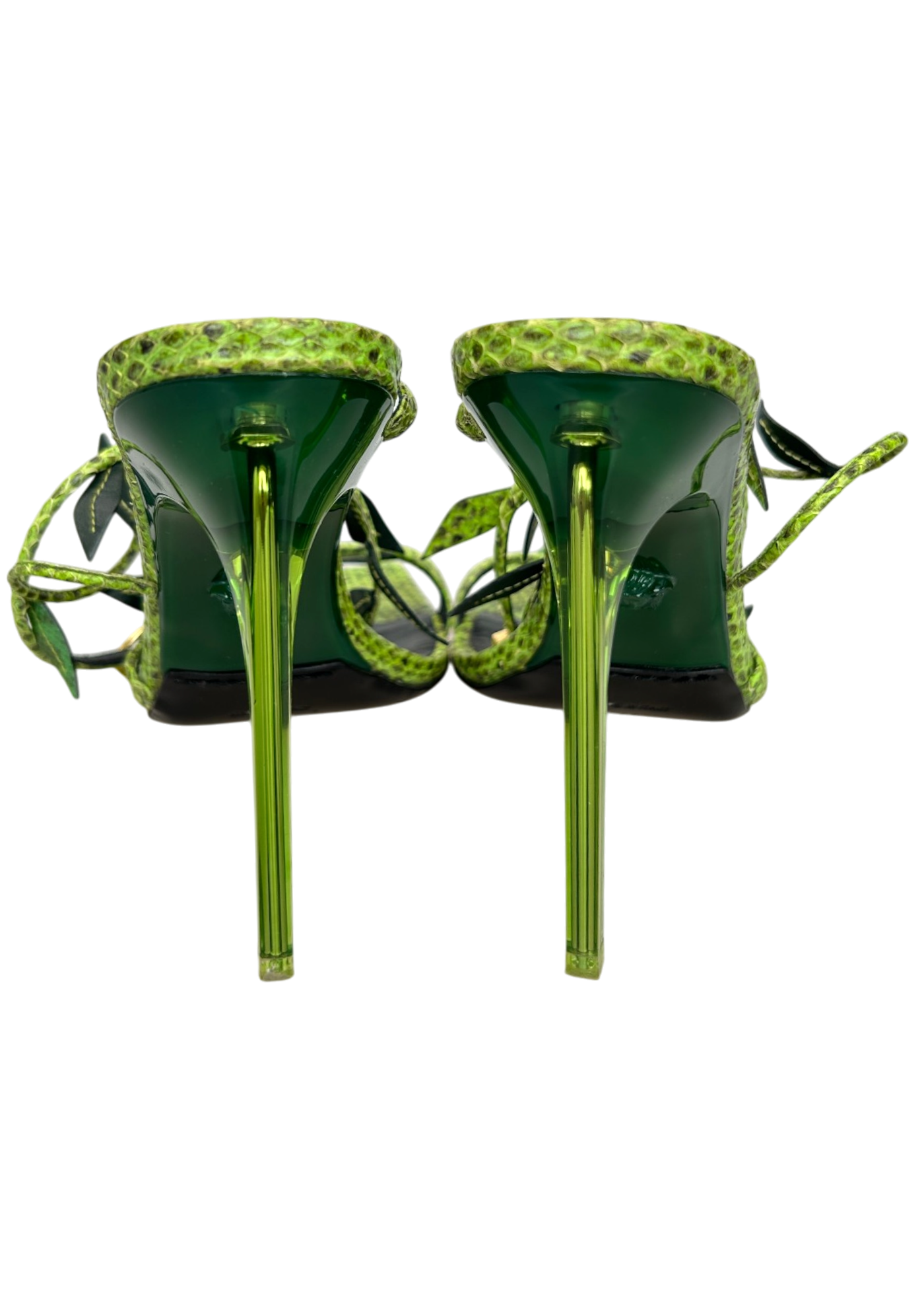 VERSACE 'Anthela' Green Snakeskin Leaf Stilettos