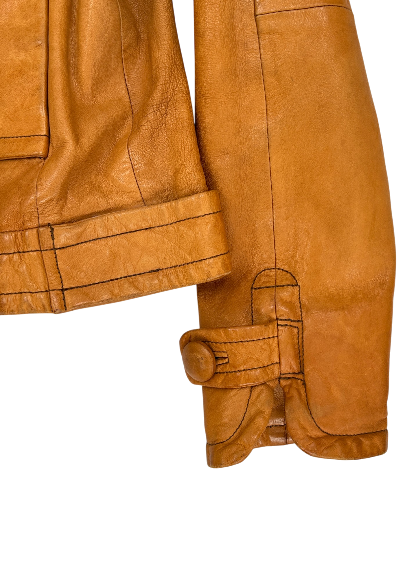 BANANA REPUBLIC Vintage Tan Leather Double Breasted Jacket