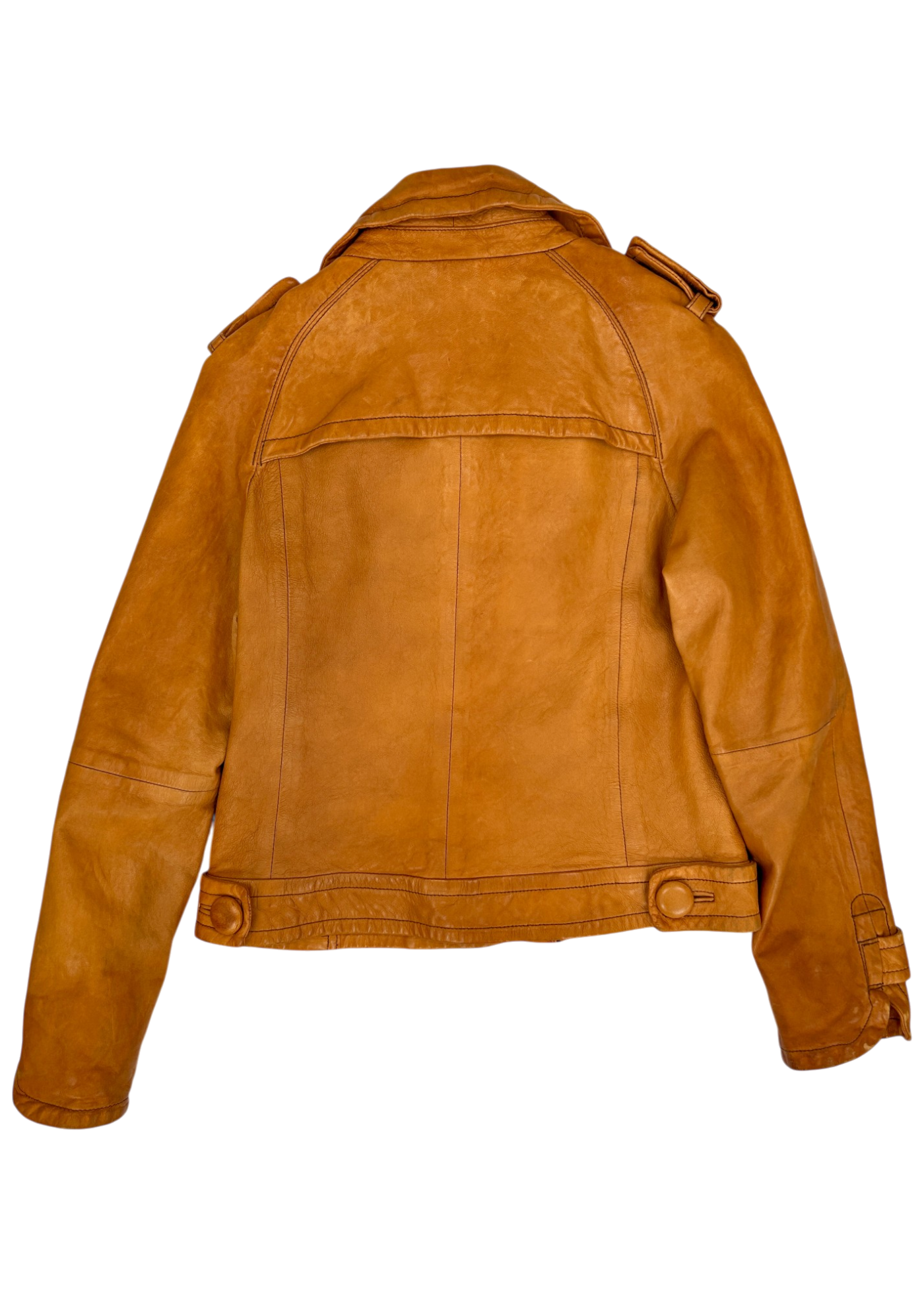 BANANA REPUBLIC Vintage Tan Leather Double Breasted Jacket