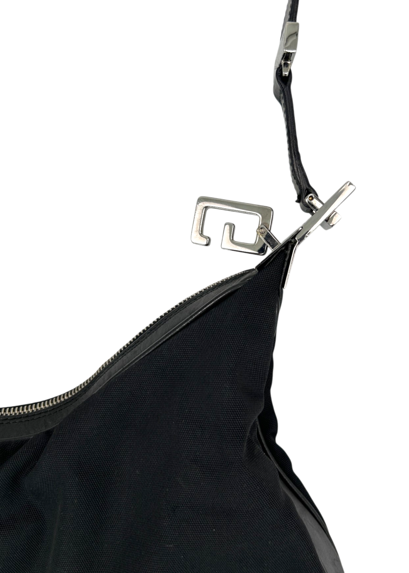 GUCCI (AS IS) Nylon/Leather Attache G Clasp Hobo Bag