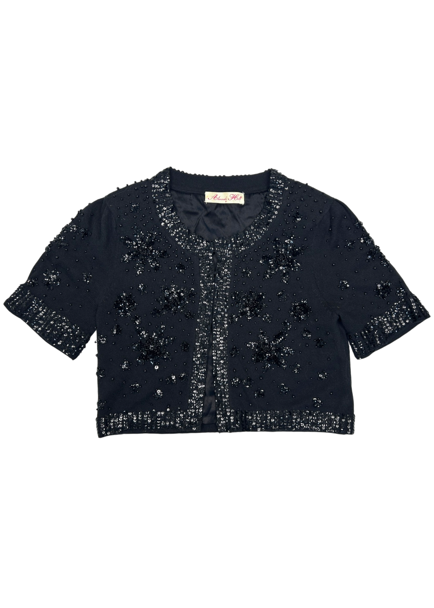 ALANNAH HILL Vintage Knit Beaded/Sequin Crop Cardi