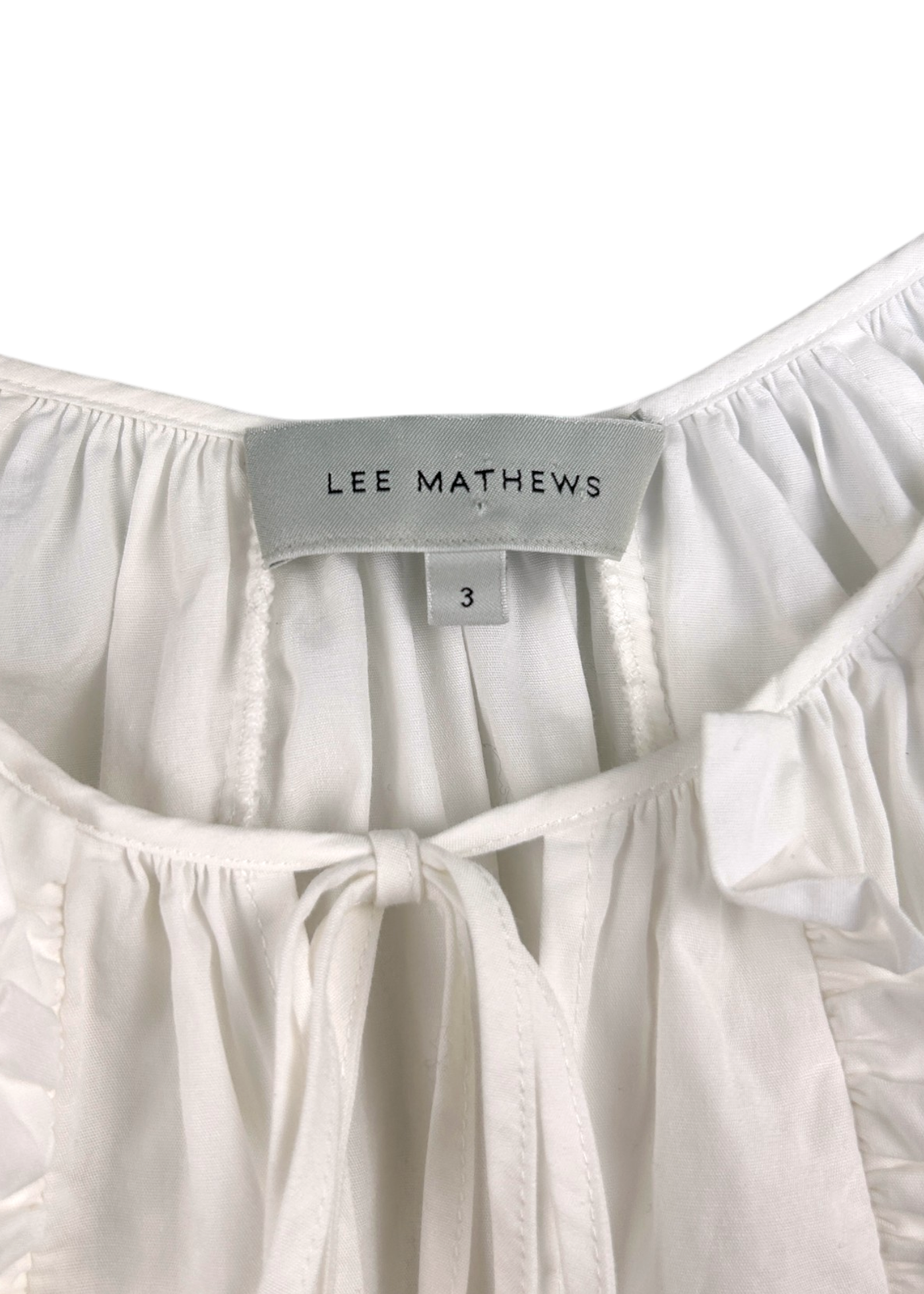 LEE MATHEWS Cotton Poet Sleeve Frilly Peasant Blouse
