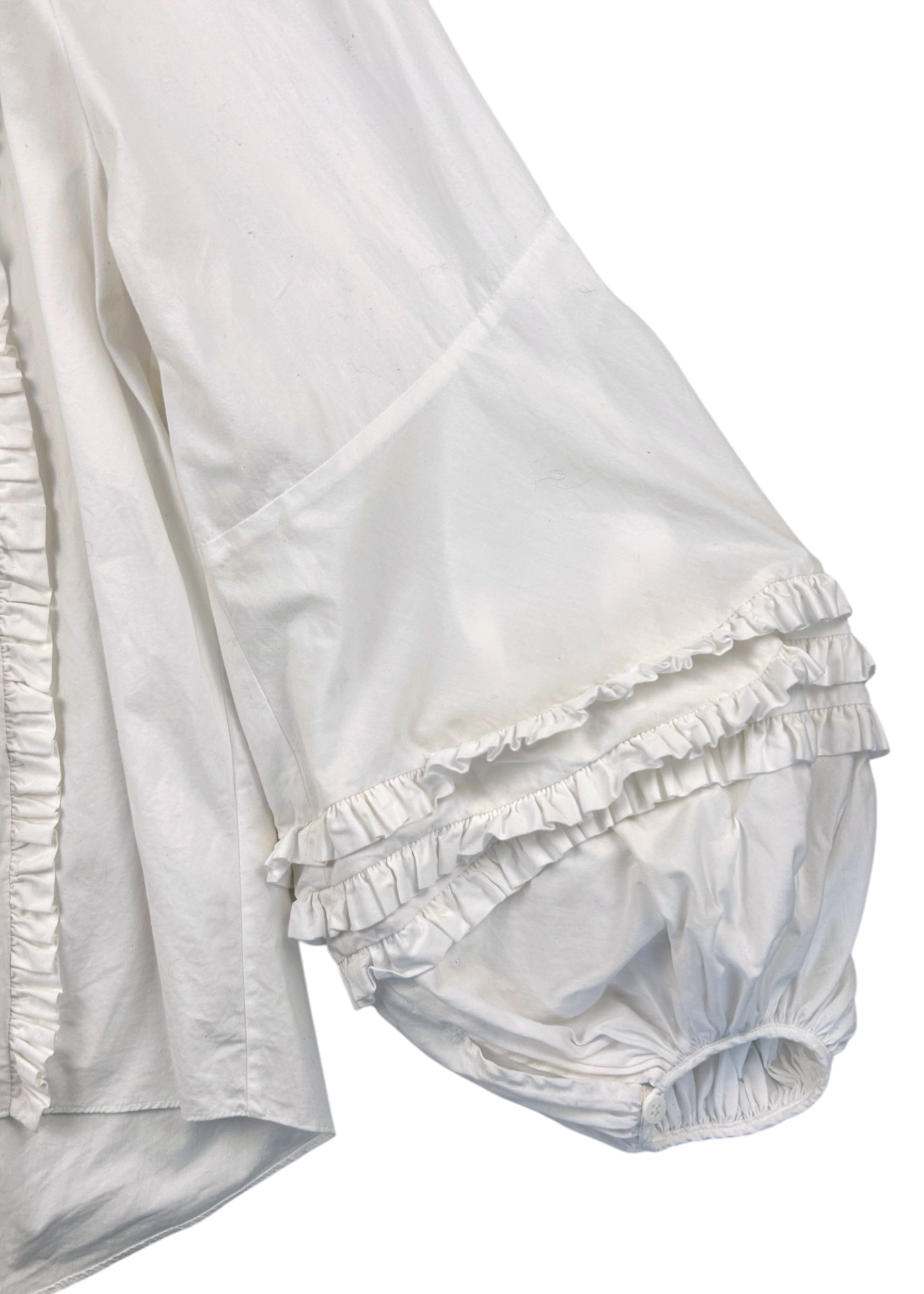 LEE MATHEWS Cotton Poet Sleeve Frilly Peasant Blouse