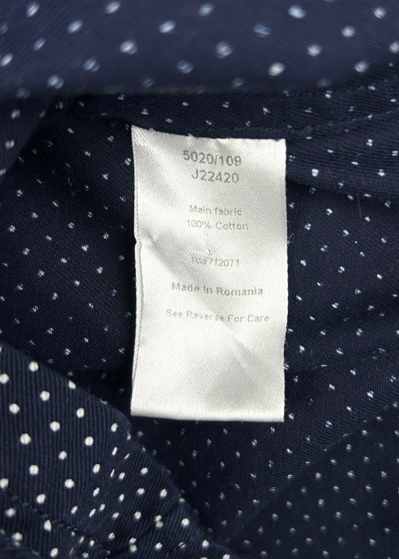 JIGSAW VINTAGE Cotton Navy/White Polka Dot Collared Jacket