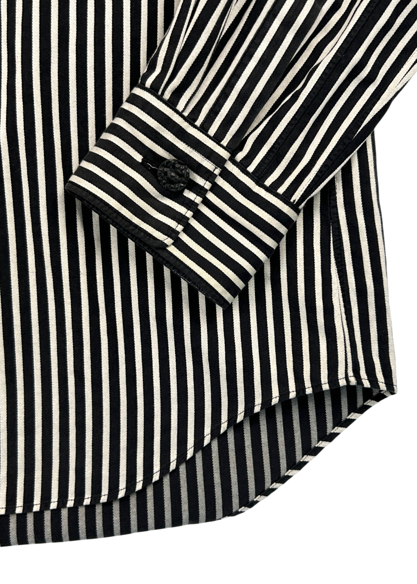 COMME DES GARCONS HOMME PLUS AD2012 Hickory Stripe Rubber Button Shirt