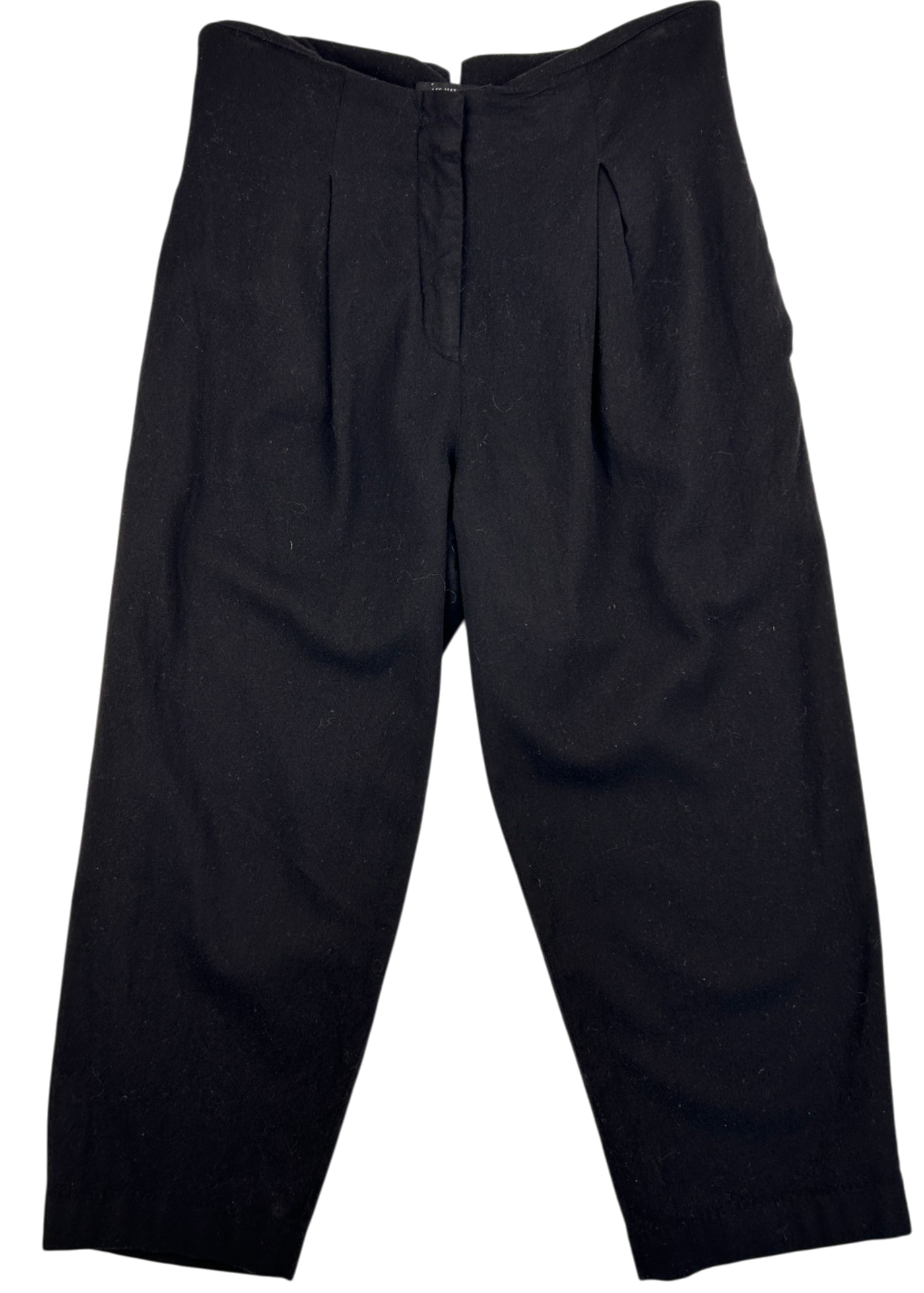 LEE MATHEWS Black Wool Blend Pleated Front Crop Pants
