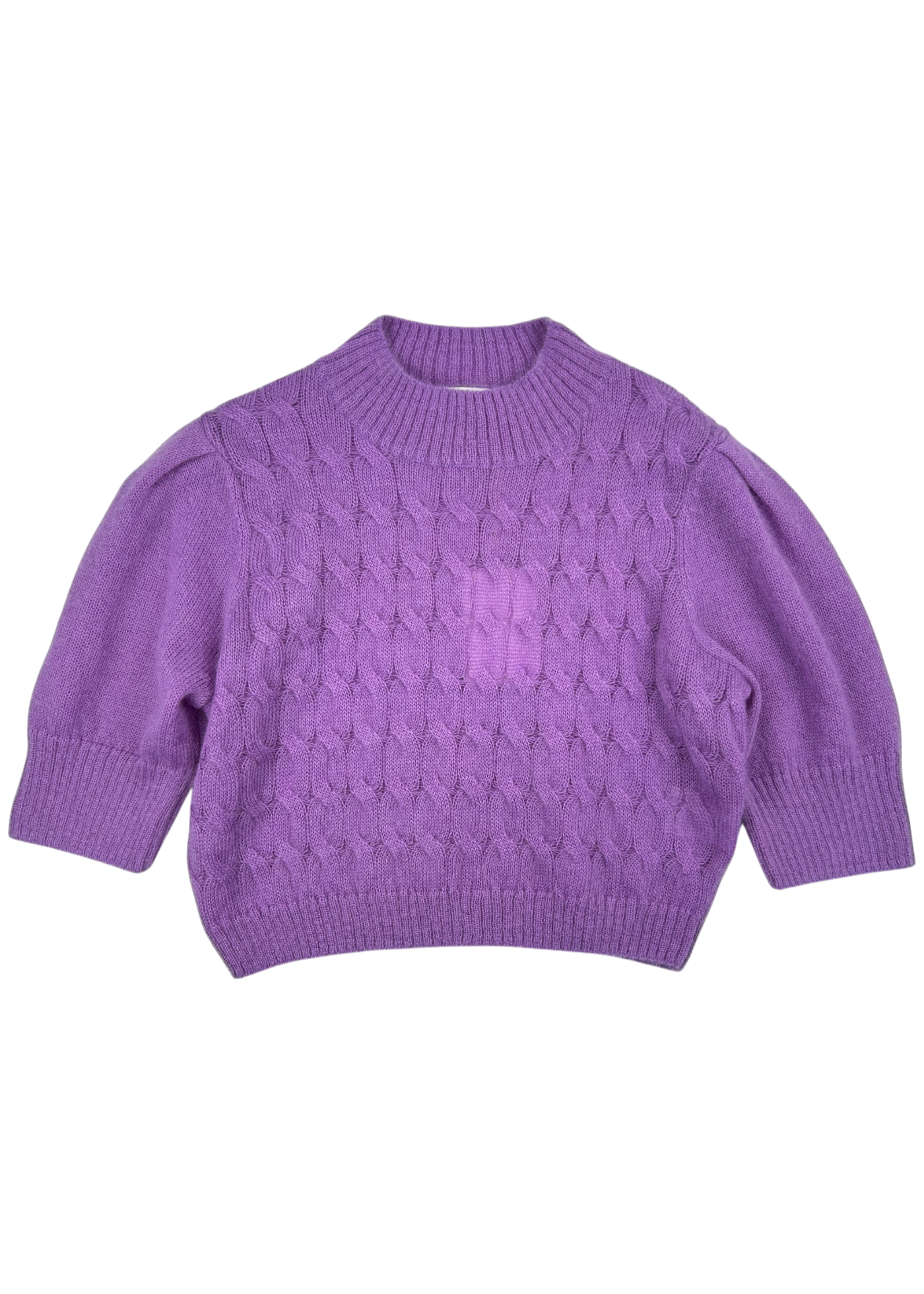 SCANLAN THEODORE (BNWT) Mauve Mohair Cable Knit Short Sleeve Jumper