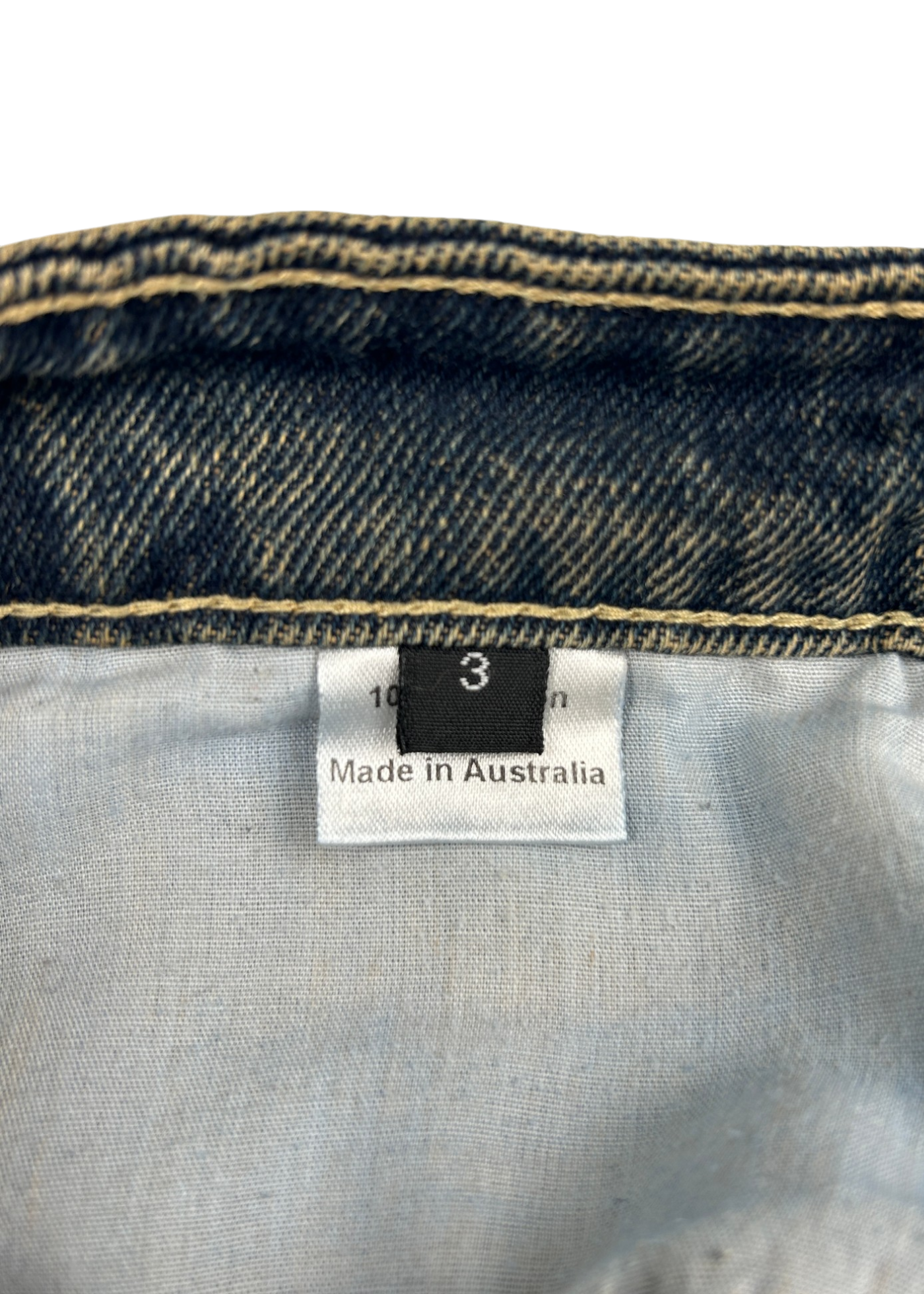 KAHE Indigo Fade Back Buckle Bootcut Jeans