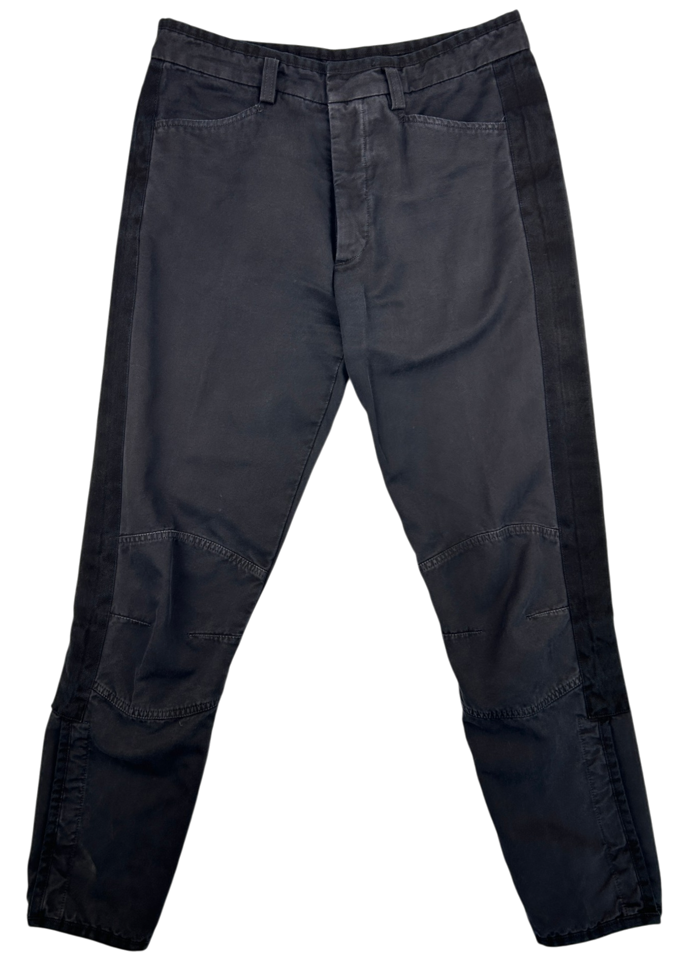 DRIES VAN NOTEN (AS IS) Cotton Motorcycle Knee Slim Leg Pants