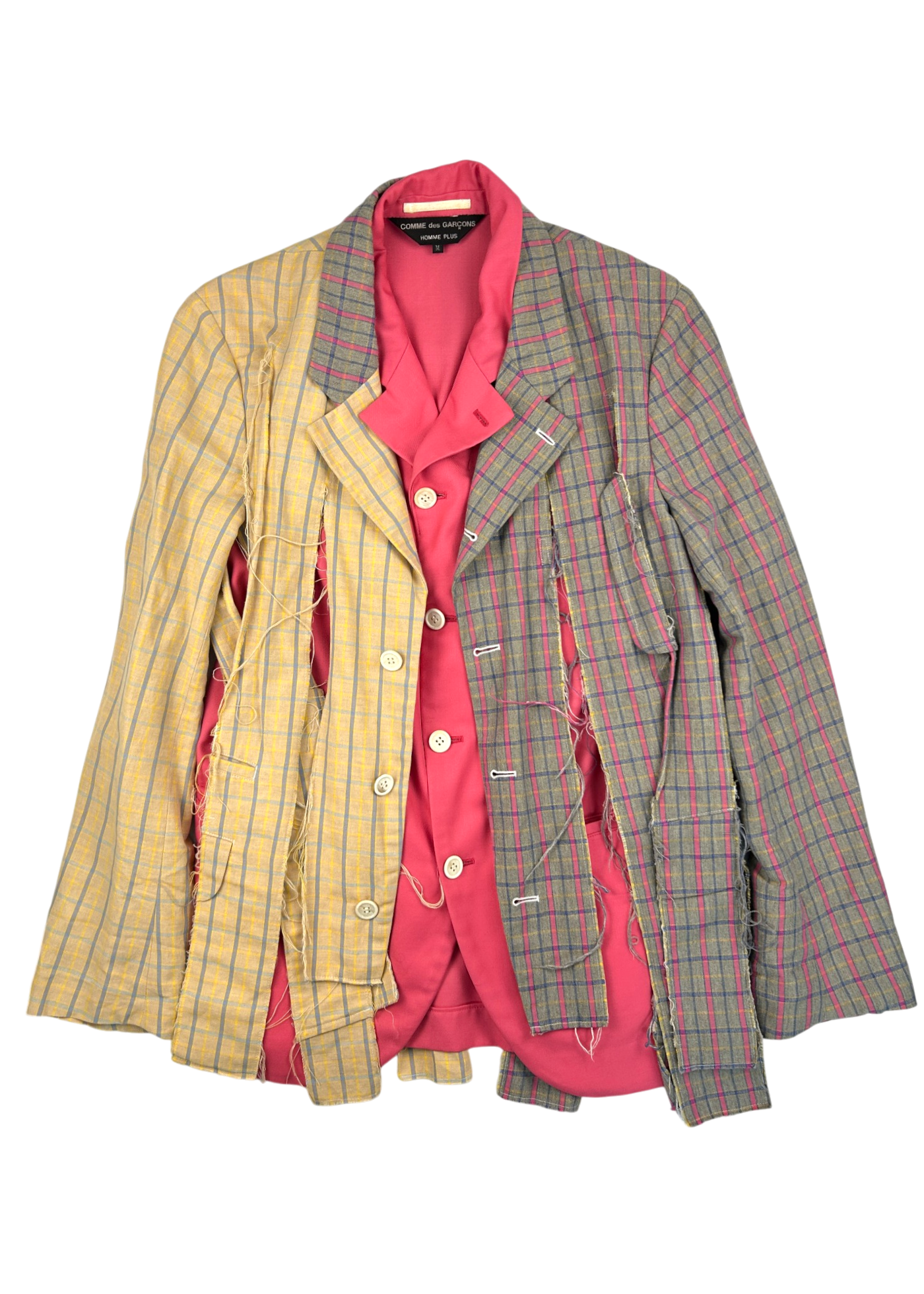 COMME DES GARCONS HOMME PLUS SS2018 Tattered Check Patchwork Blazer