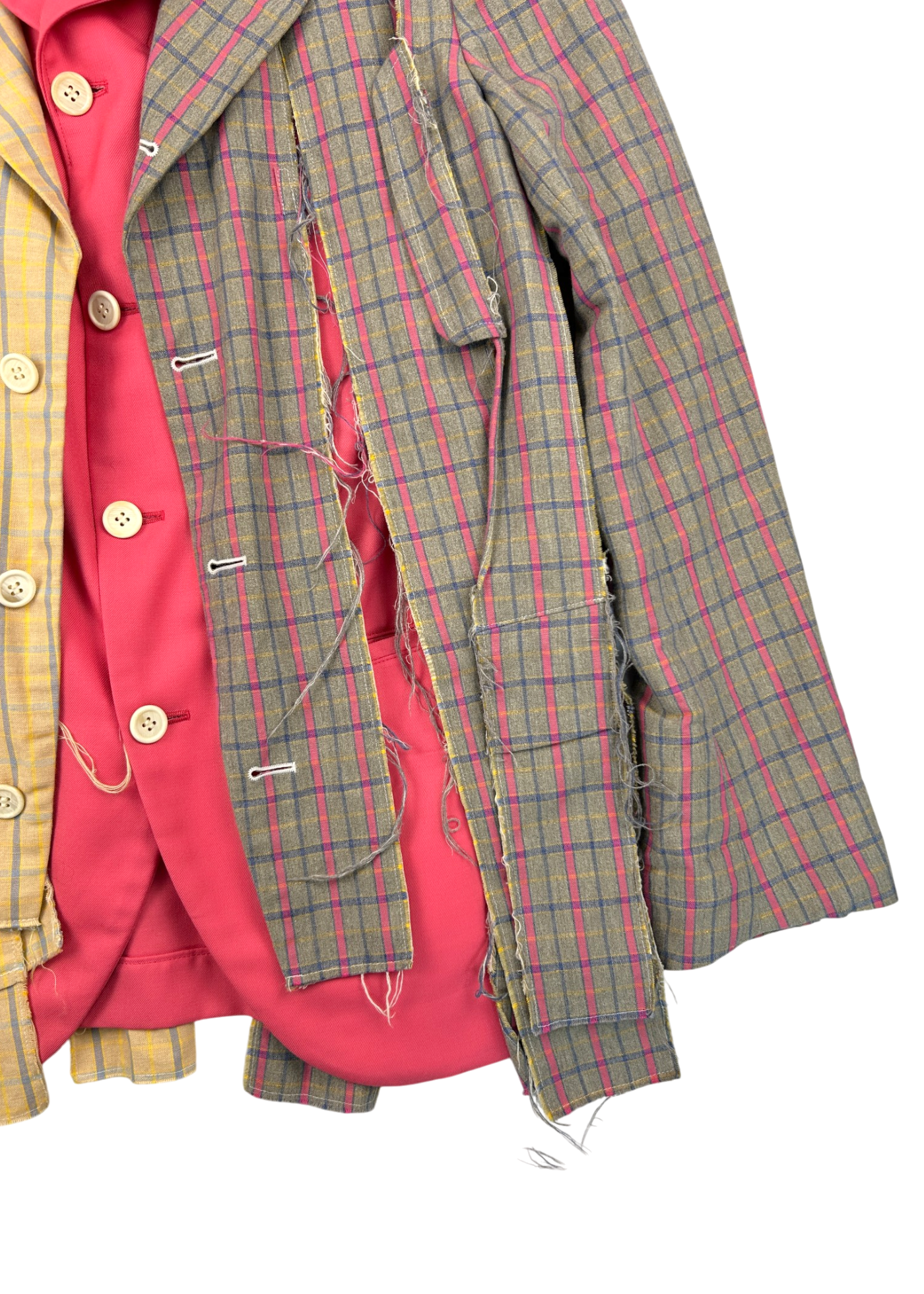 COMME DES GARCONS HOMME PLUS SS2018 Tattered Check Patchwork Blazer