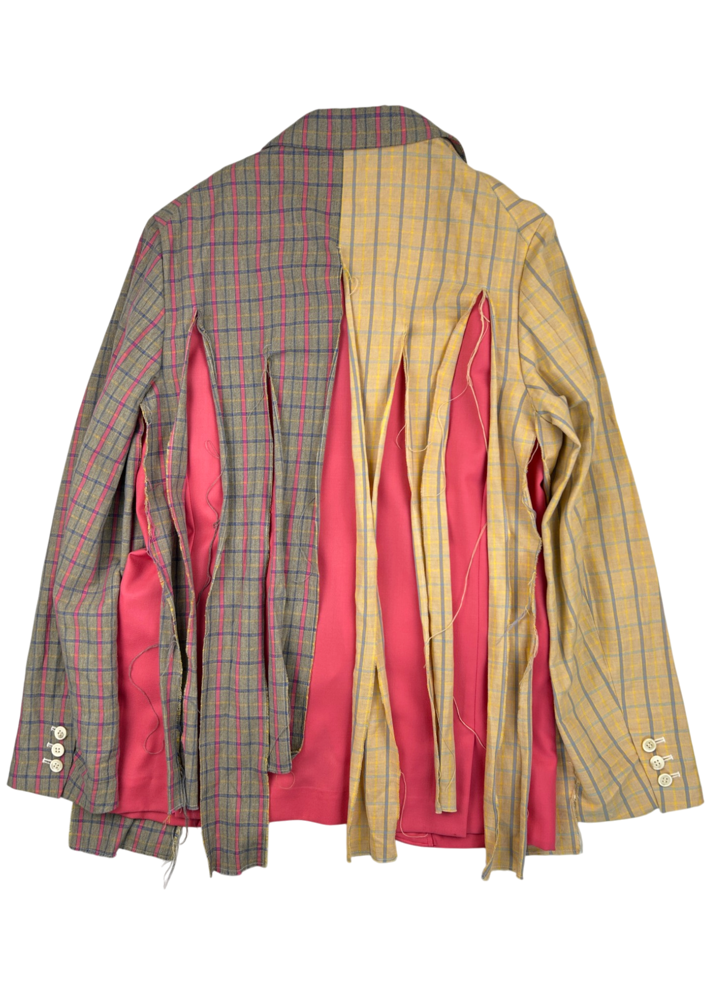 COMME DES GARCONS HOMME PLUS SS2018 Tattered Check Patchwork Blazer