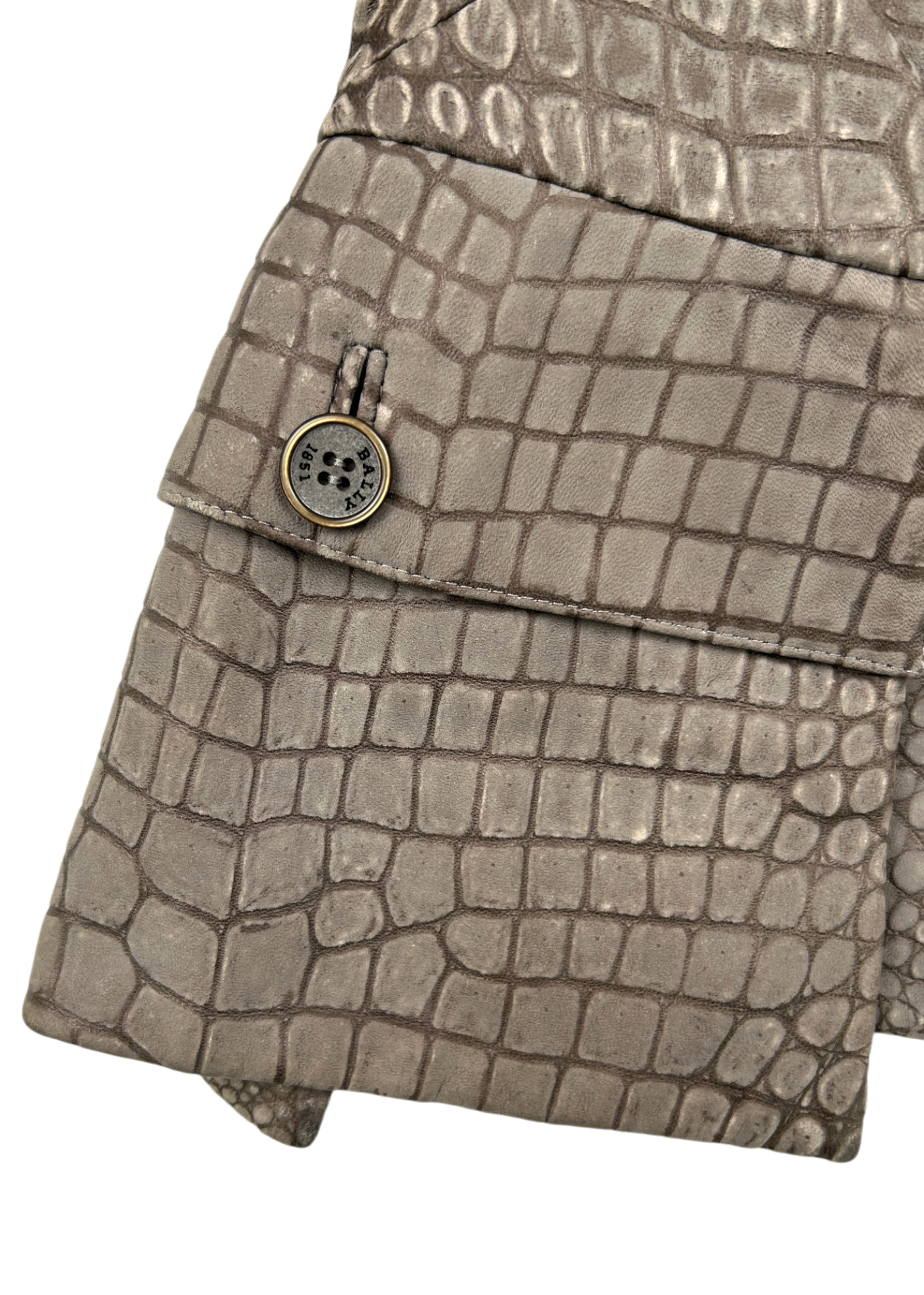 BALLY Croc Effect Leather/Silk Tailored Vest