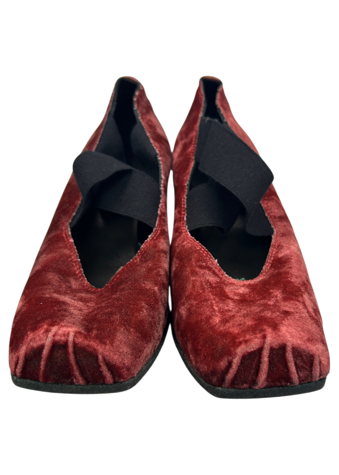 UMA WANG Velvet Square Toe Block Heel Ballet Flats