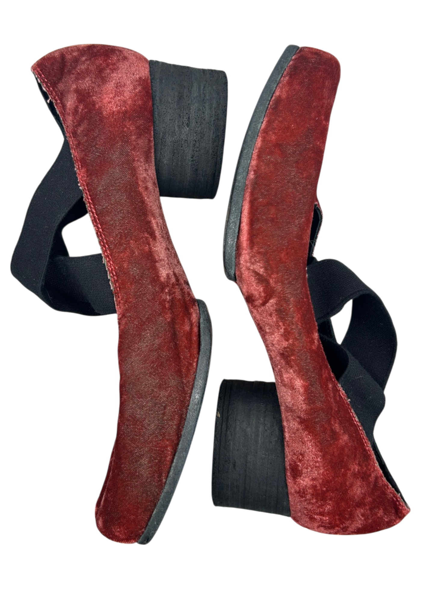 UMA WANG Velvet Square Toe Block Heel Ballet Flats