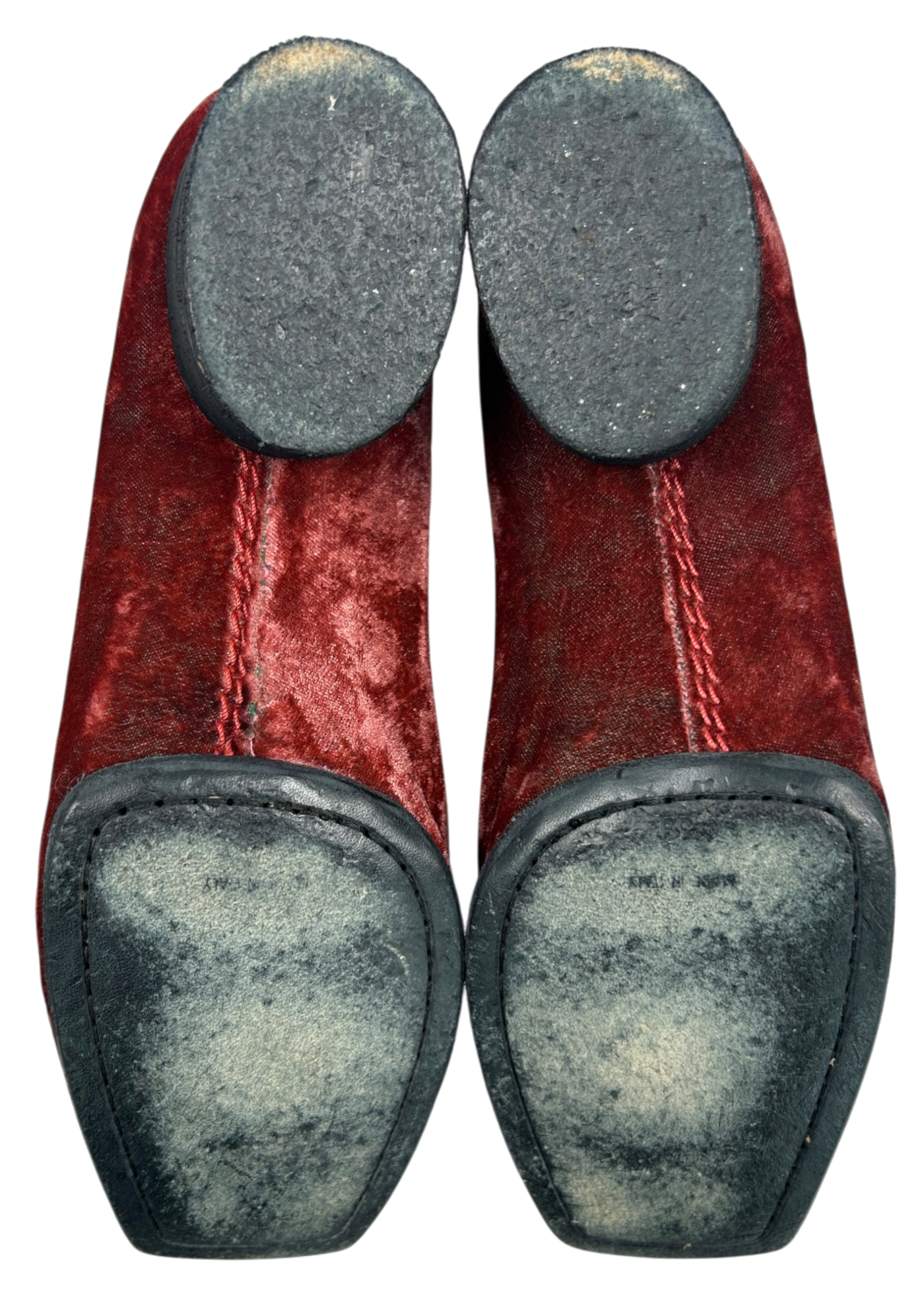 UMA WANG Velvet Square Toe Block Heel Ballet Flats