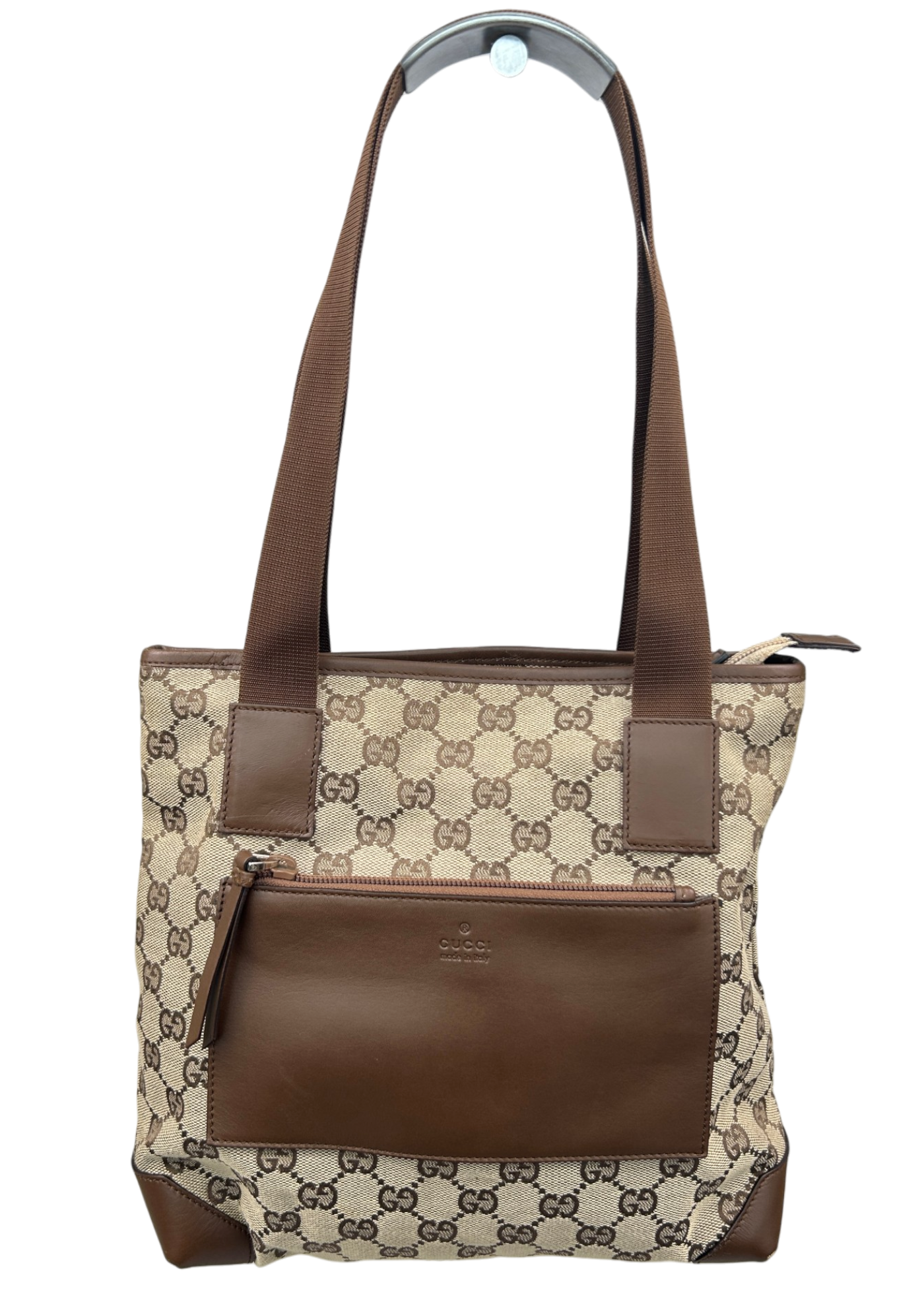 GUCCI VINTAGE Brown/Beige GG Canvas Top Handle Tote