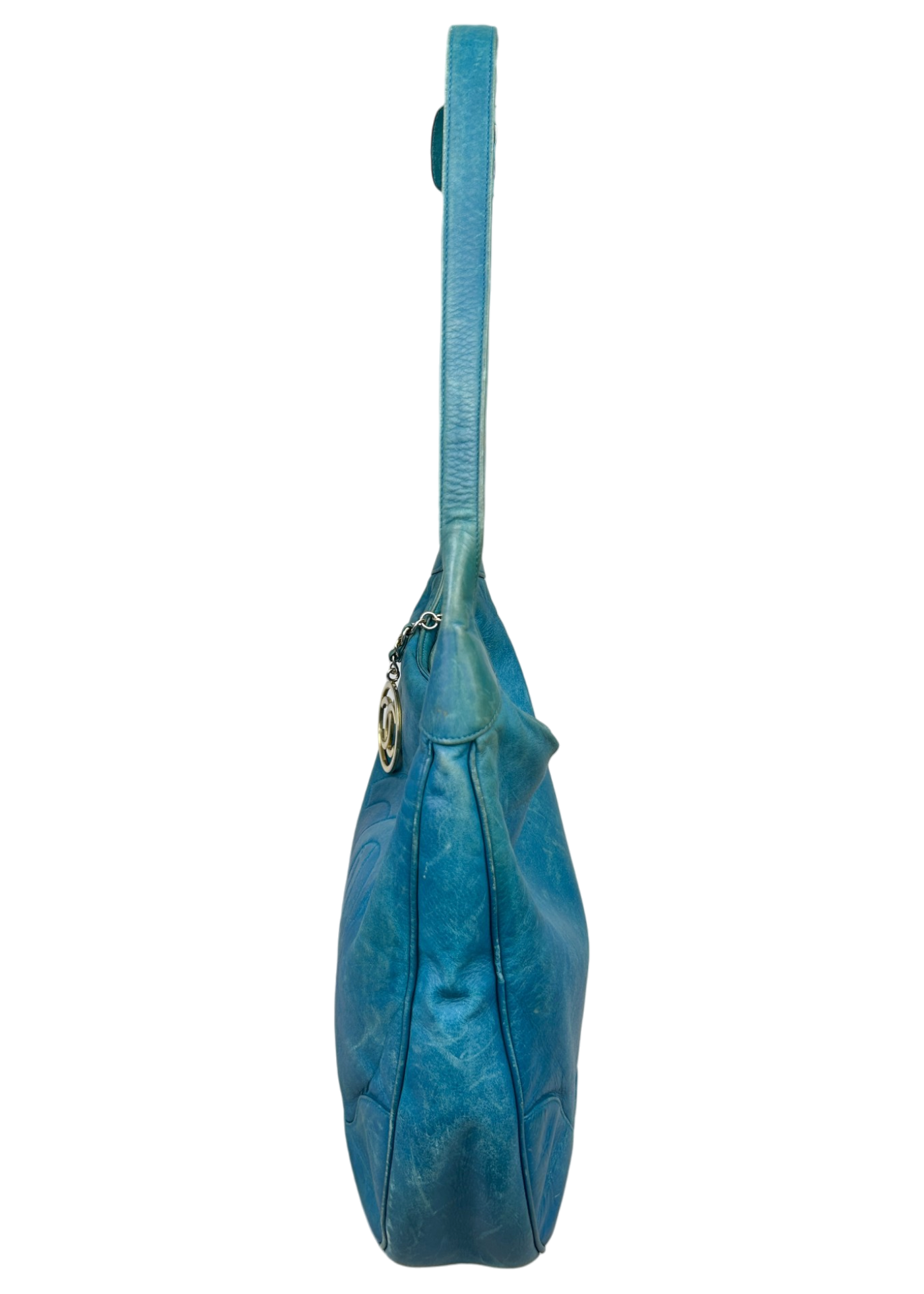 CHANEL VINTAGE (AS IS) 1989-1991 'Timeless CC Hobo' Turquoise Caviar Leather Bag