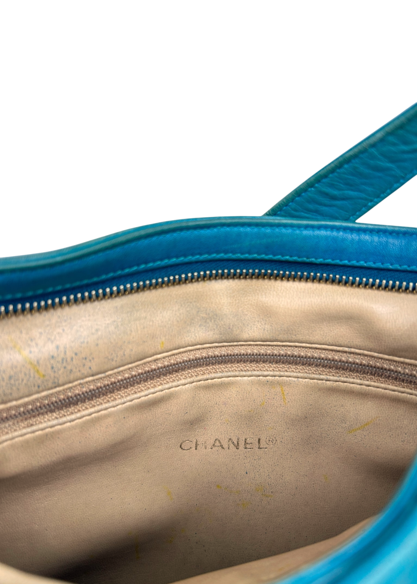 CHANEL VINTAGE (AS IS) 1989-1991 'Timeless CC Hobo' Turquoise Caviar Leather Bag