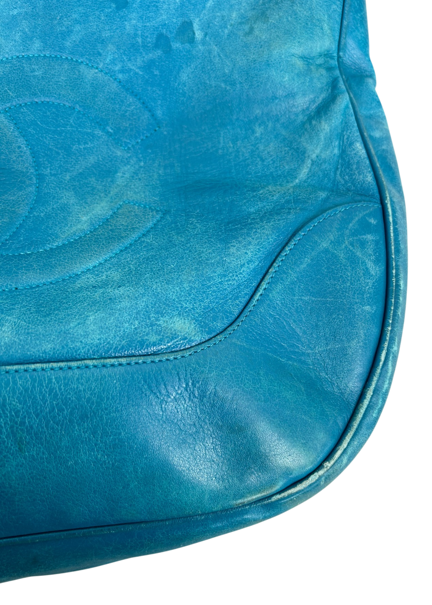 CHANEL VINTAGE (AS IS) 1989-1991 'Timeless CC Hobo' Turquoise Caviar Leather Bag