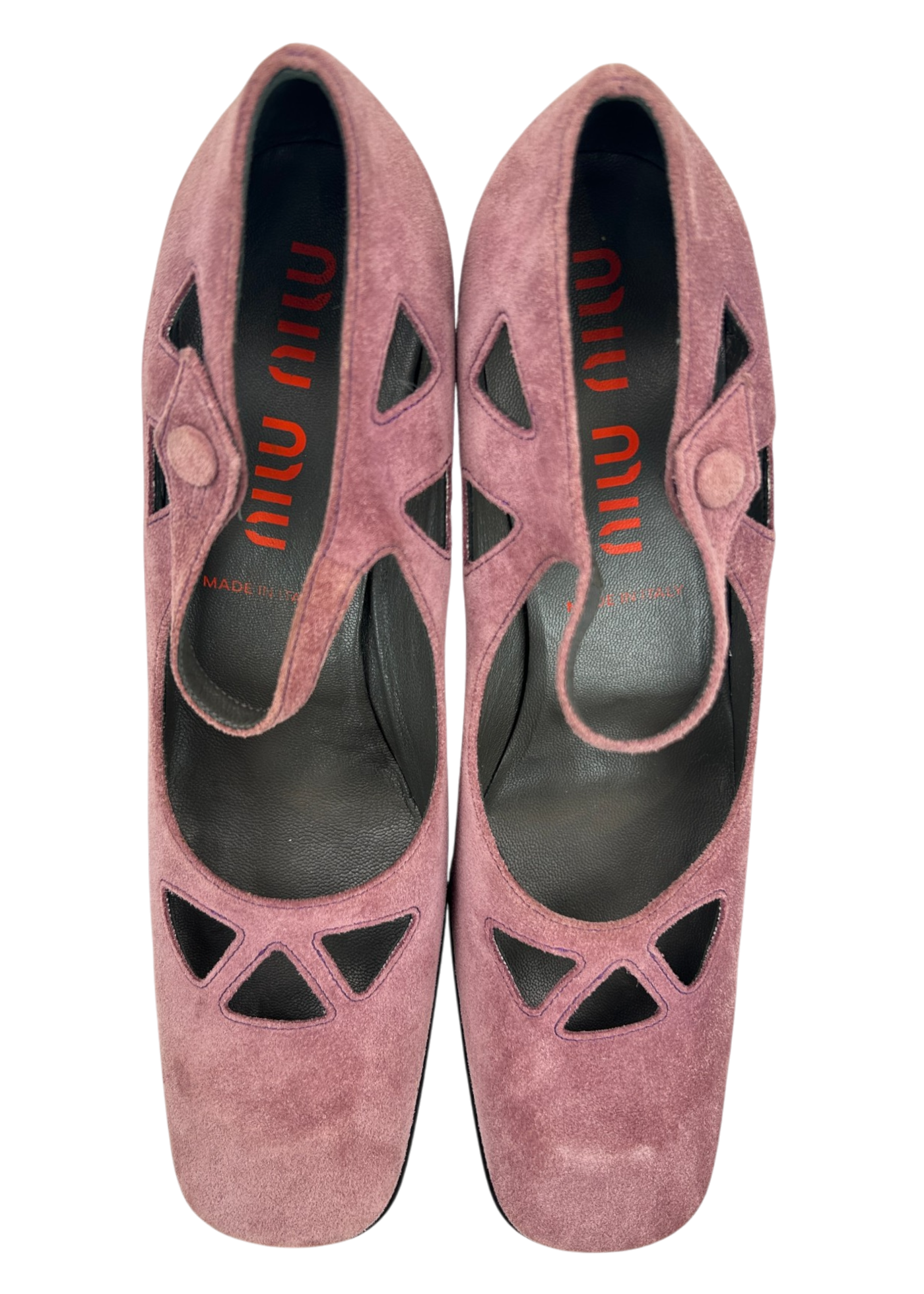 MIU MIU Fall 2001 RTW Mauve Suede Block Heel Mary Janes