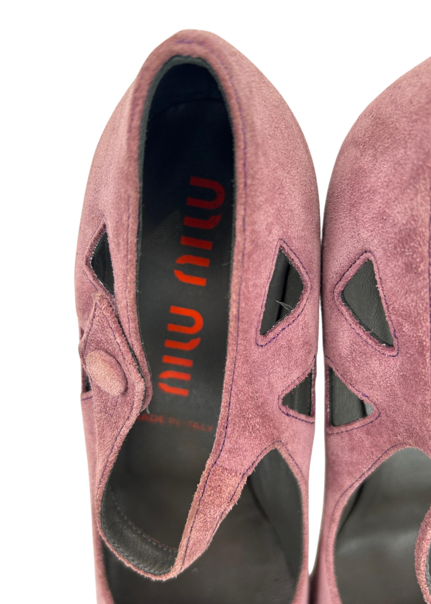MIU MIU Fall 2001 RTW Mauve Suede Block Heel Mary Janes