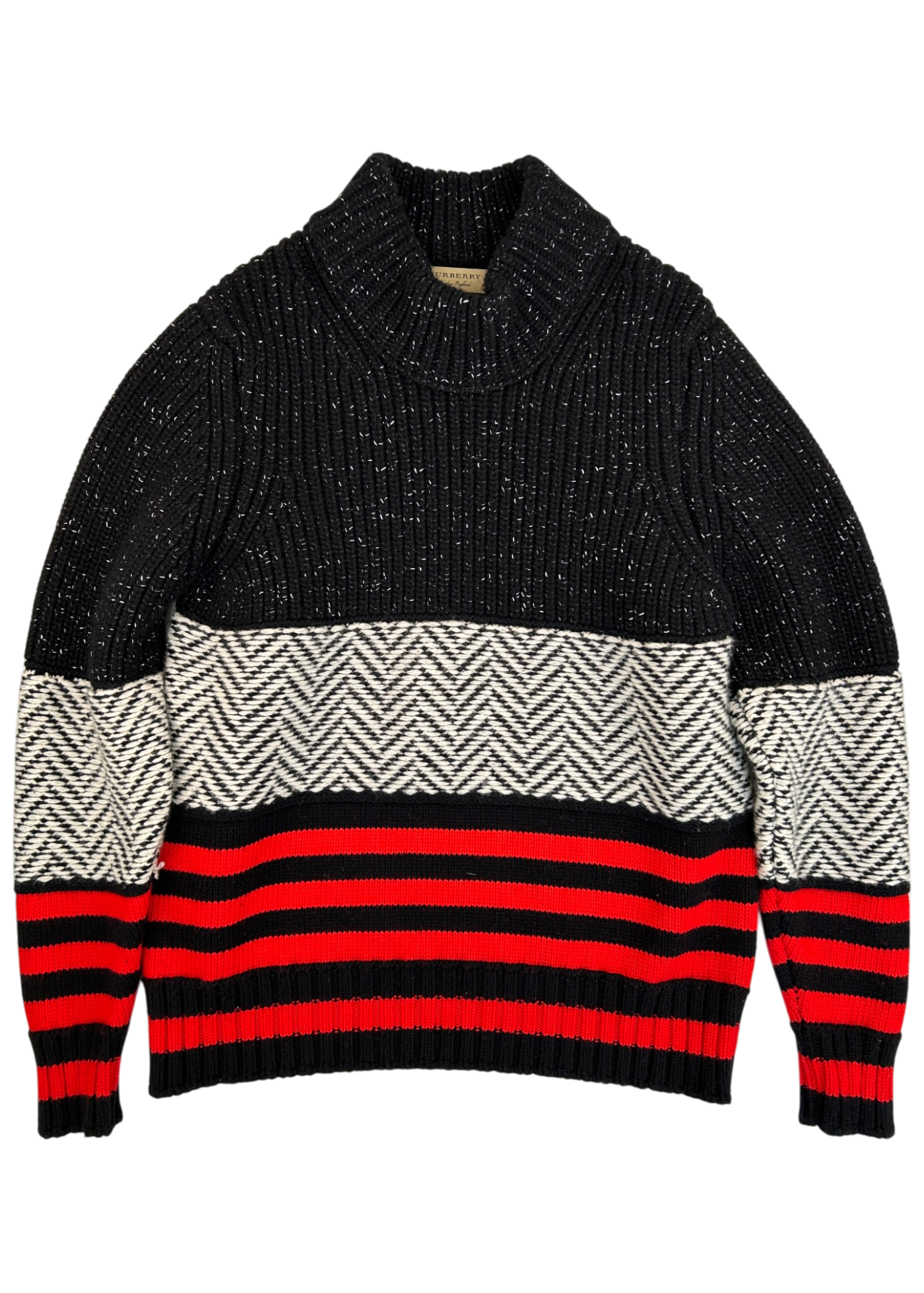 BURBERRY (AS IS) Wool/Cashmere Blend Chevron Stripe Jumper