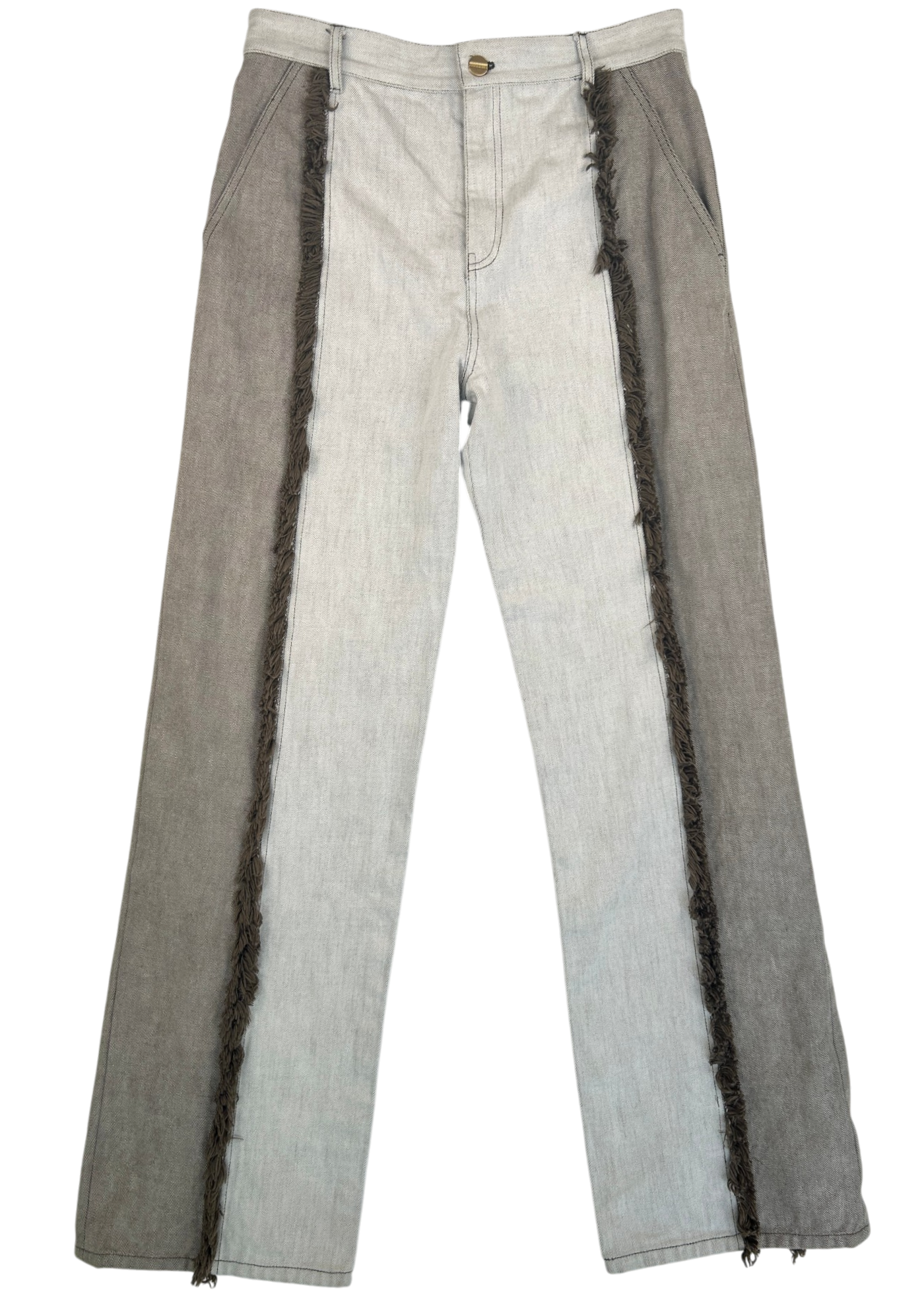 DION LEE White/Brown Shaggy Denim Jeans
