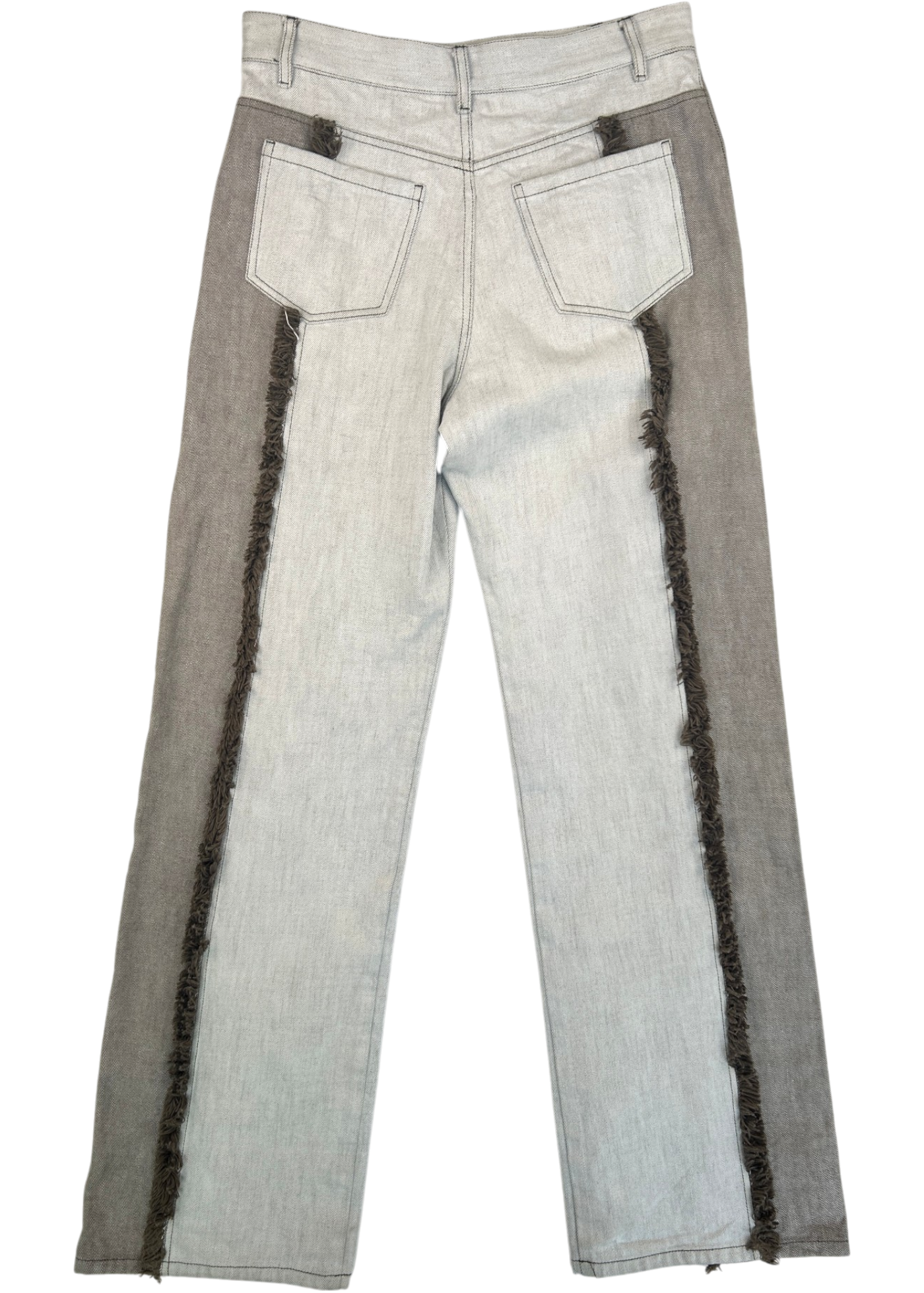 DION LEE White/Brown Shaggy Denim Jeans